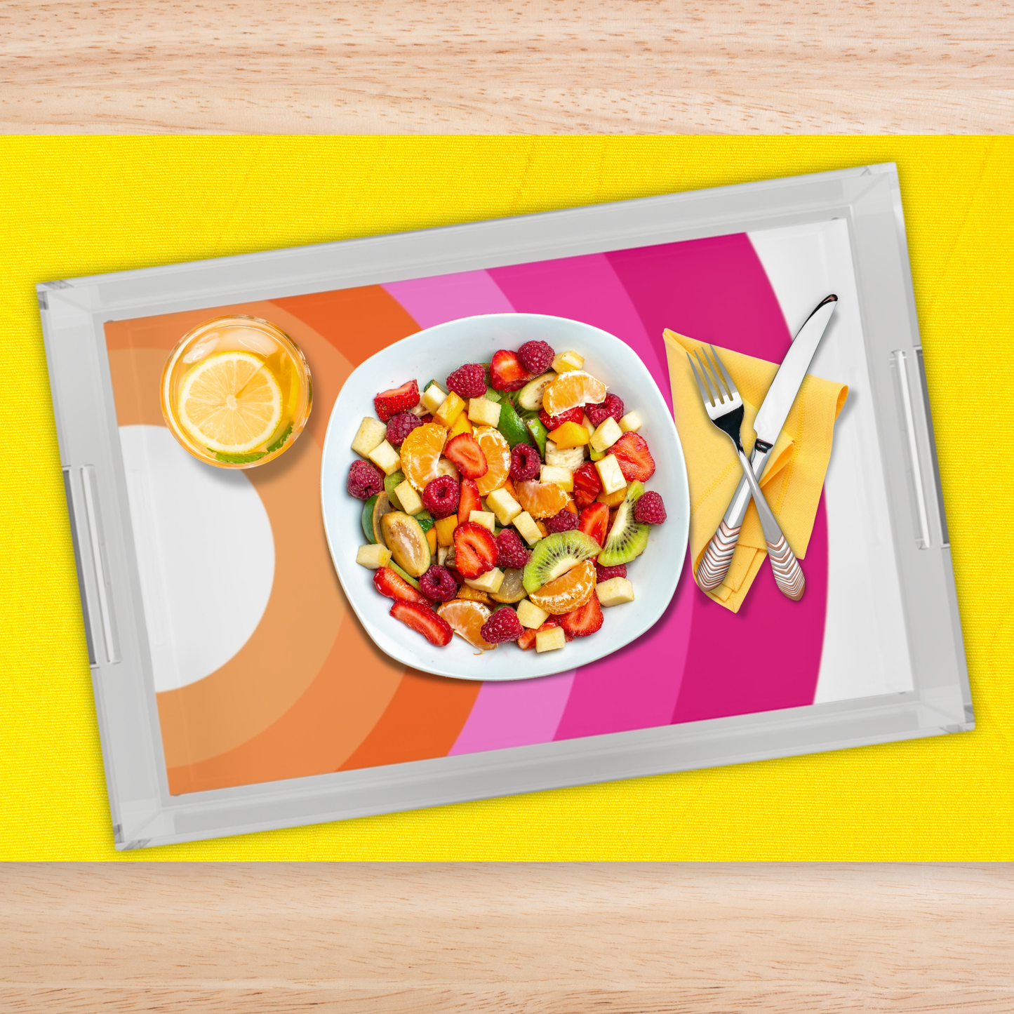 Modern Acrylic Tray with Bold Geometric Artwork