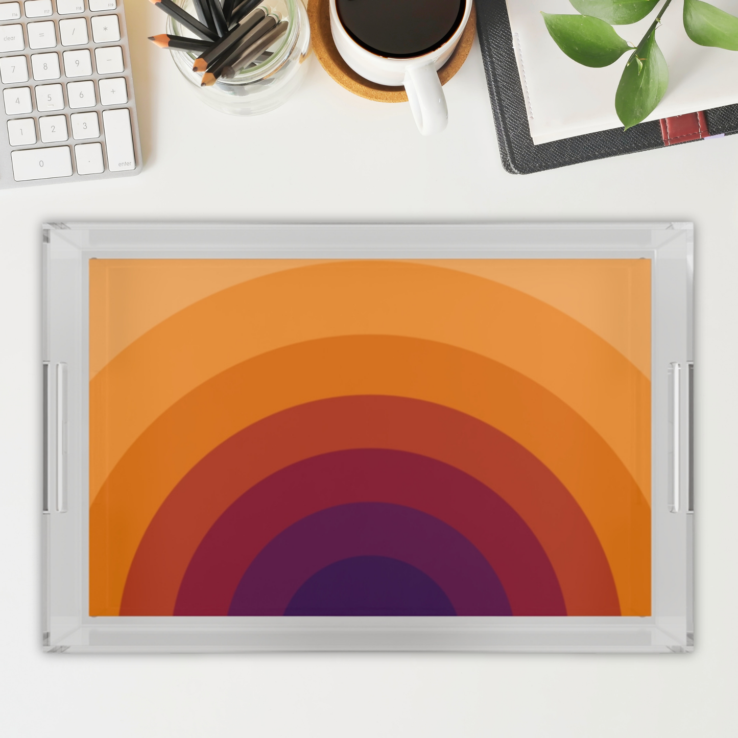 Modern Acrylic Tray with Bold Geometric Artwork