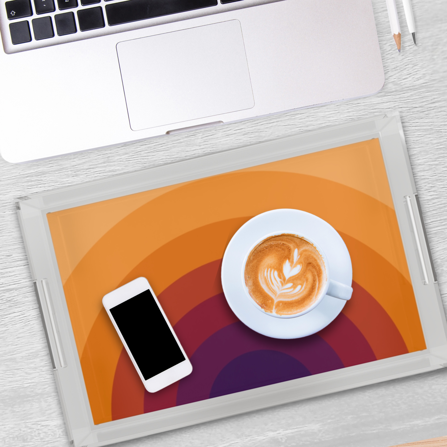 Modern Acrylic Tray with Bold Geometric Artwork