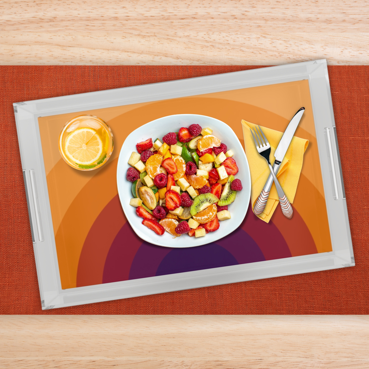 Modern Acrylic Tray with Bold Geometric Artwork