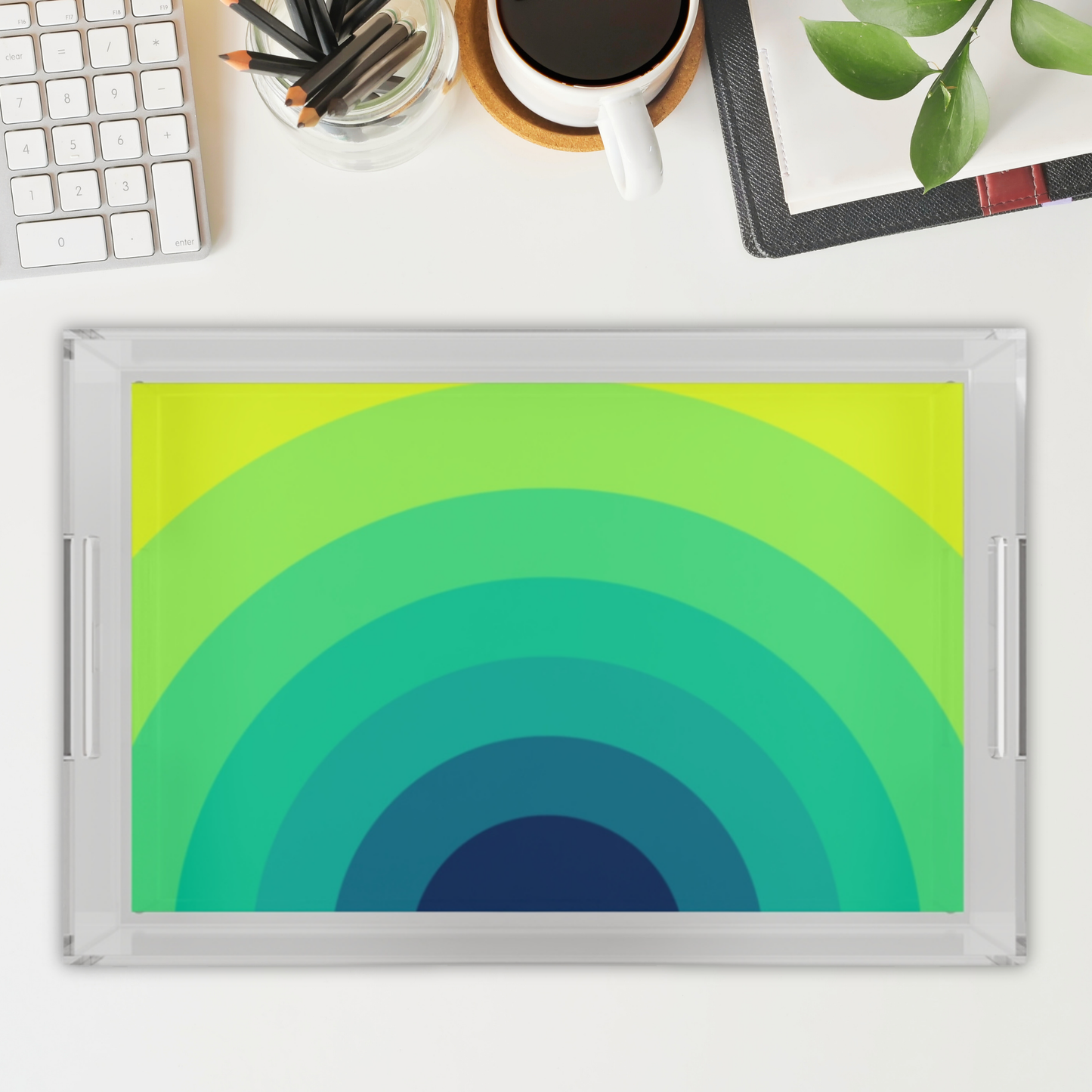 Modern Acrylic Tray with Bold Geometric Artwork