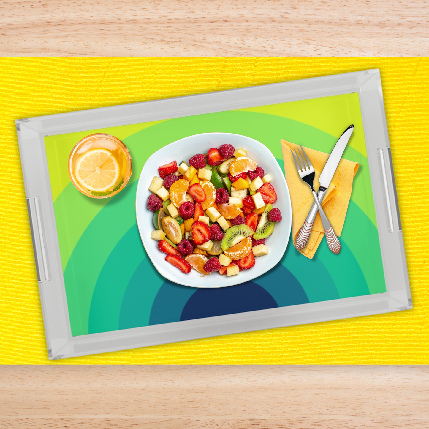 Modern Acrylic Tray with Bold Geometric Artwork