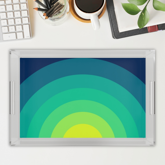 Modern Acrylic Tray with Bold Geometric Artwork