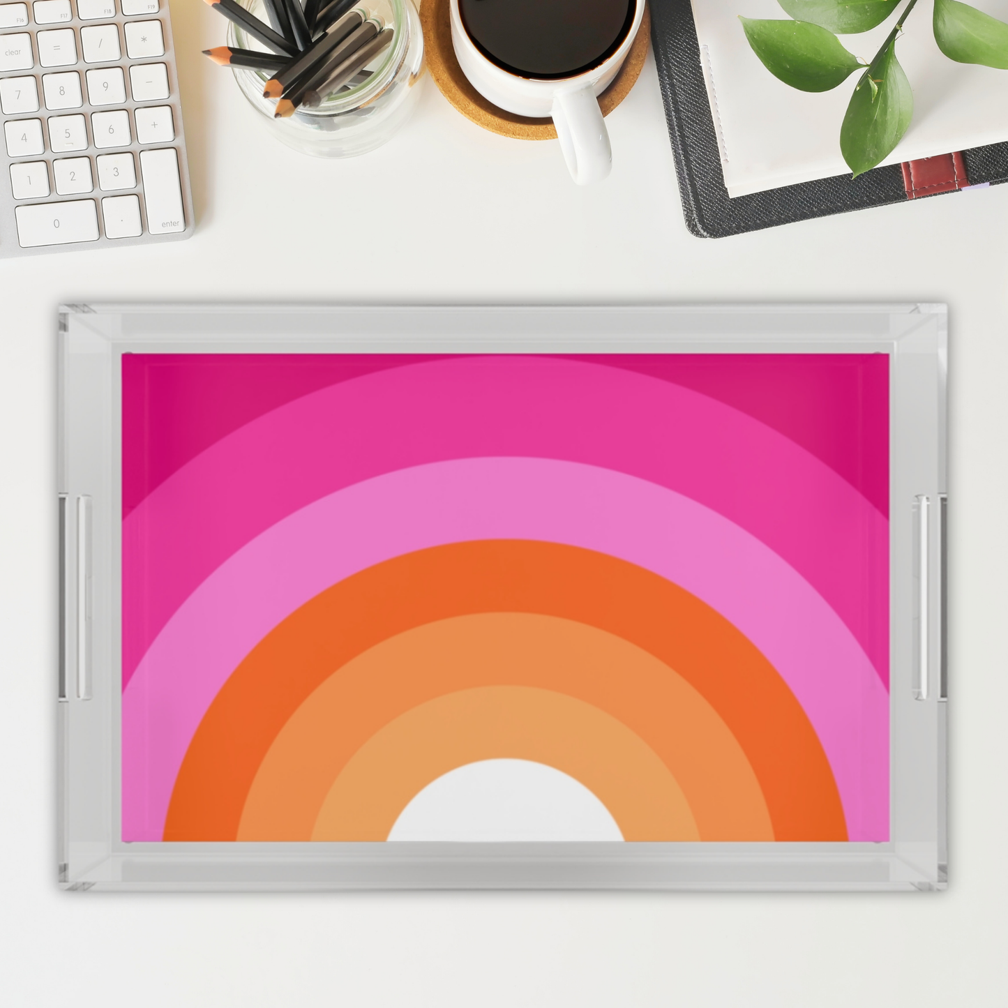 Modern Acrylic Tray with Bold Geometric Artwork