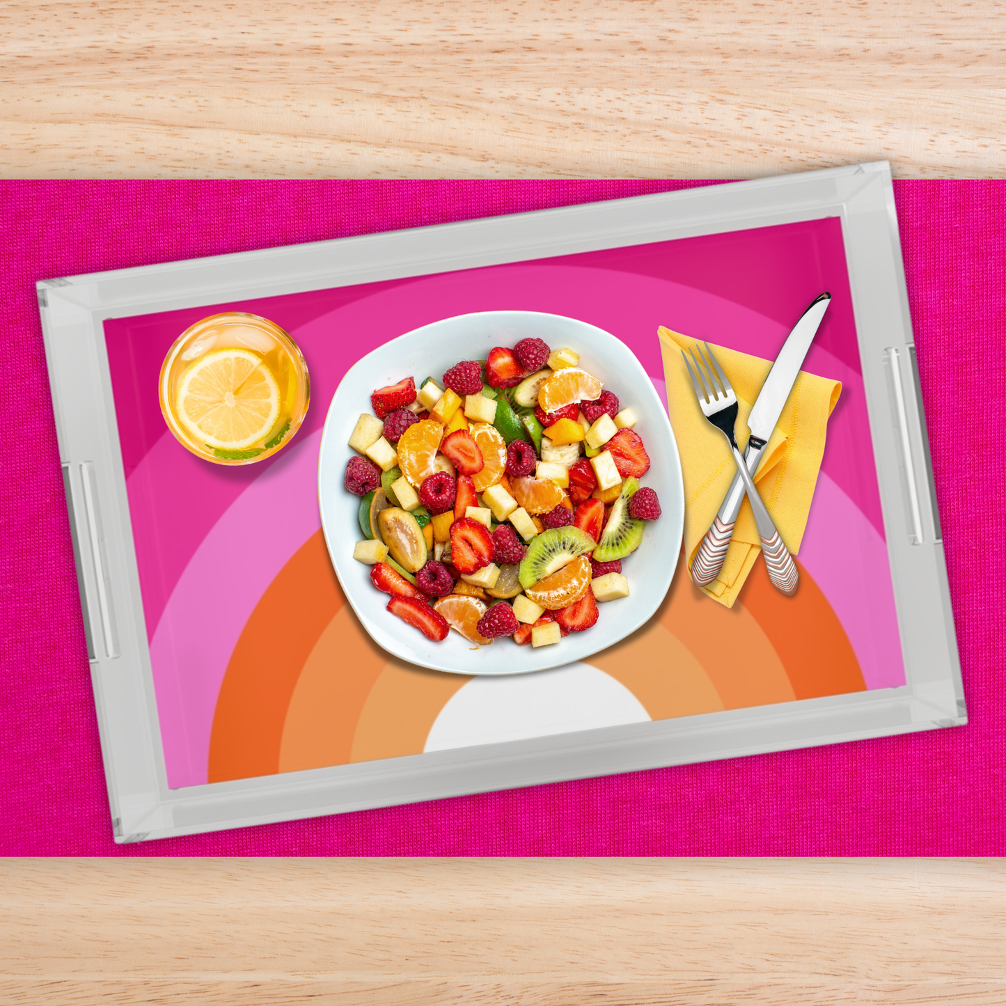 Modern Acrylic Tray with Bold Geometric Artwork