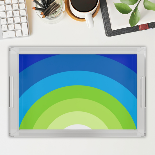 Modern Acrylic Tray with Bold Geometric Artwork