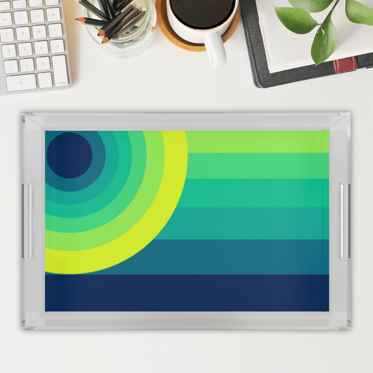 Modern Acrylic Tray with Bold Geometric Artwork