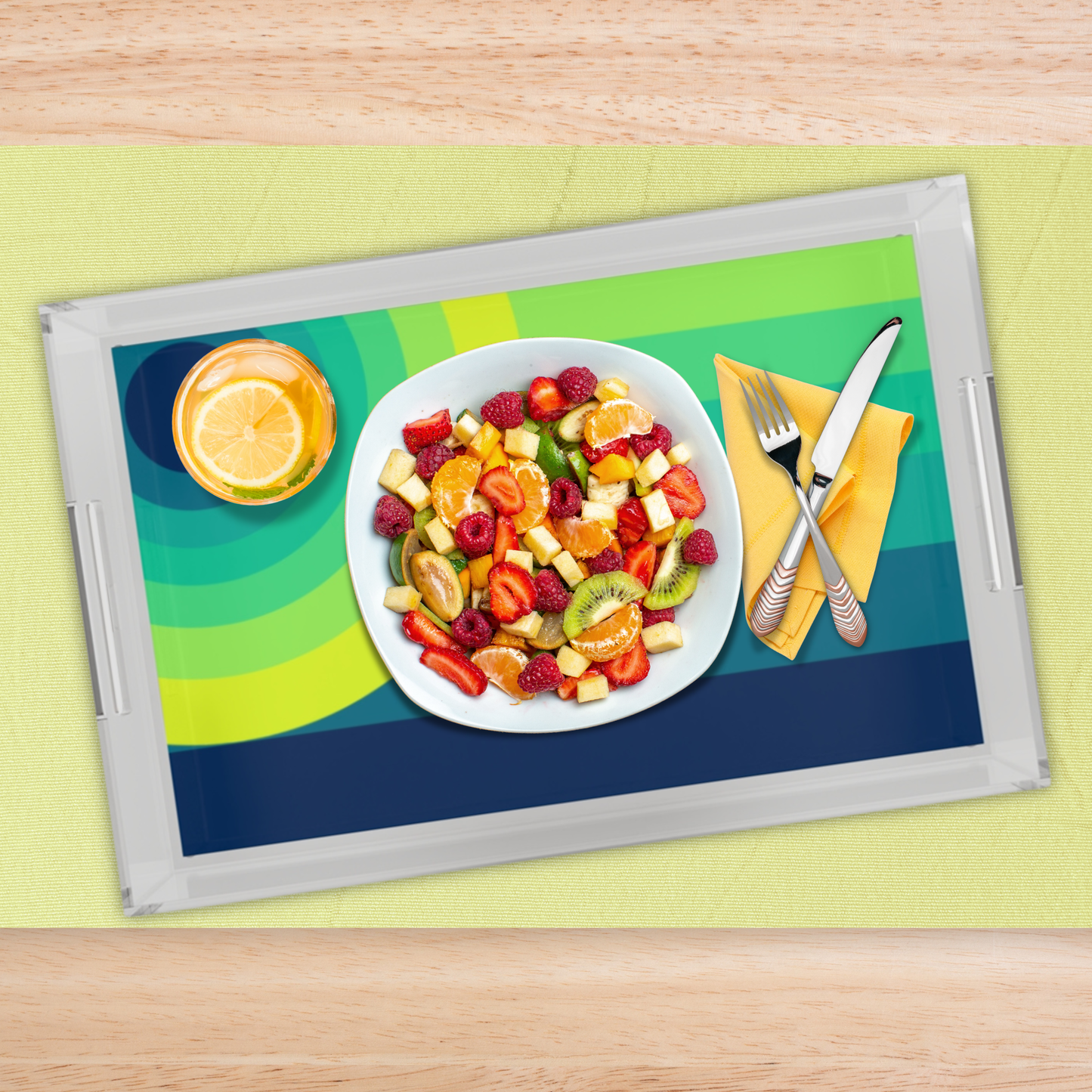 Modern Acrylic Tray with Bold Geometric Artwork