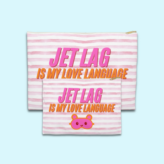Jet Lag is my Love Language  [Pink] - Flat Accessory Pouch | Style, Color, and Everyday Function