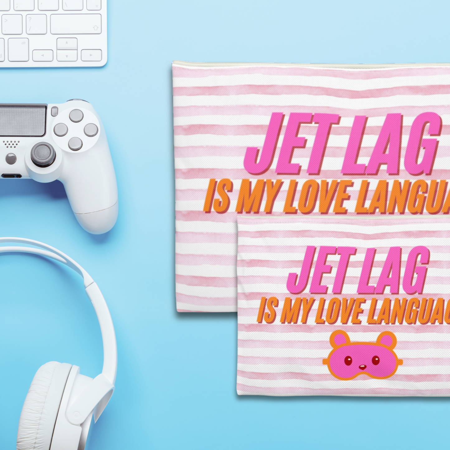 Jet Lag is my Love Language  [Pink] - Flat Accessory Pouch | Style, Color, and Everyday Function
