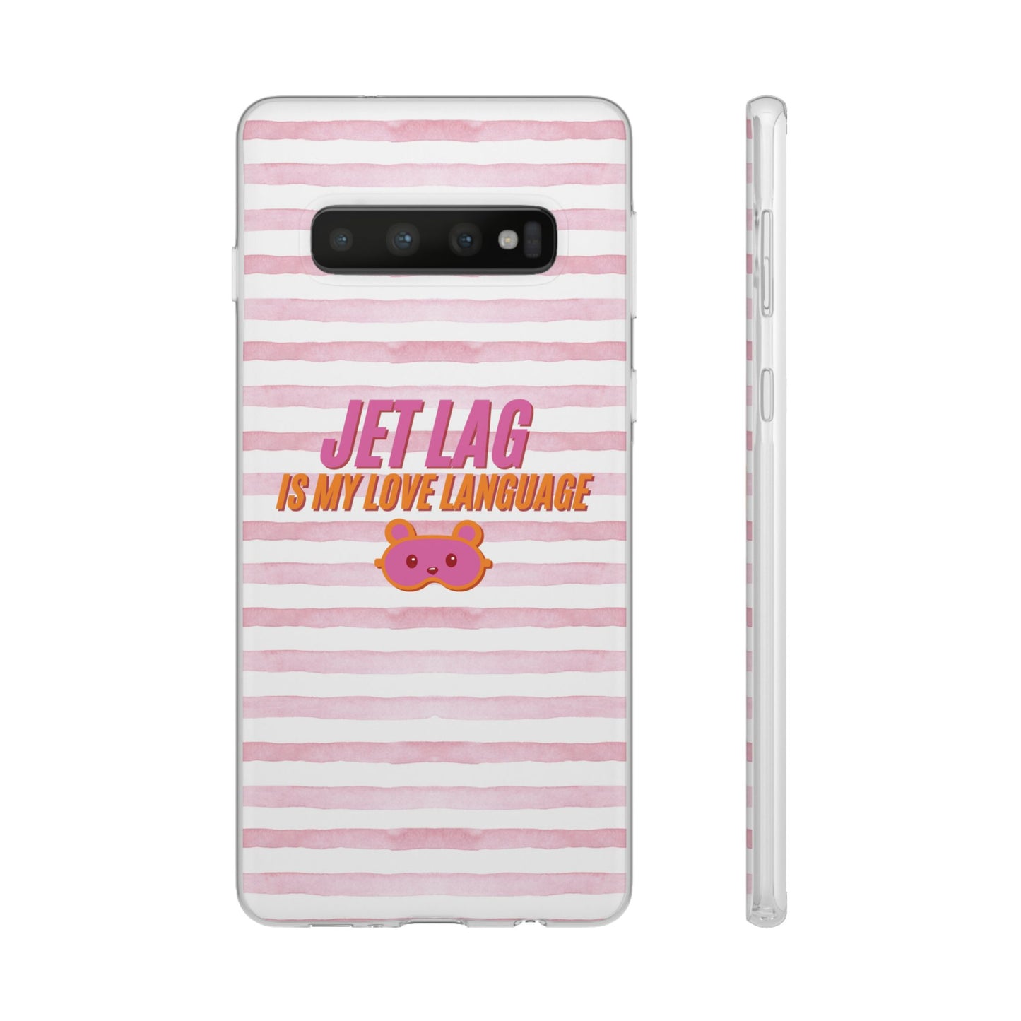 Phone Case - Jetlag is My Love Language Pink Stripe Flexi Case