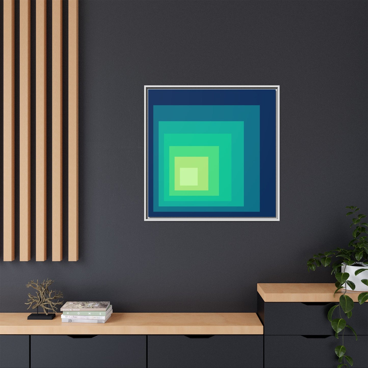 Modern Framed Geometric Canvas Art | Bold Color Meets Clean Framing
