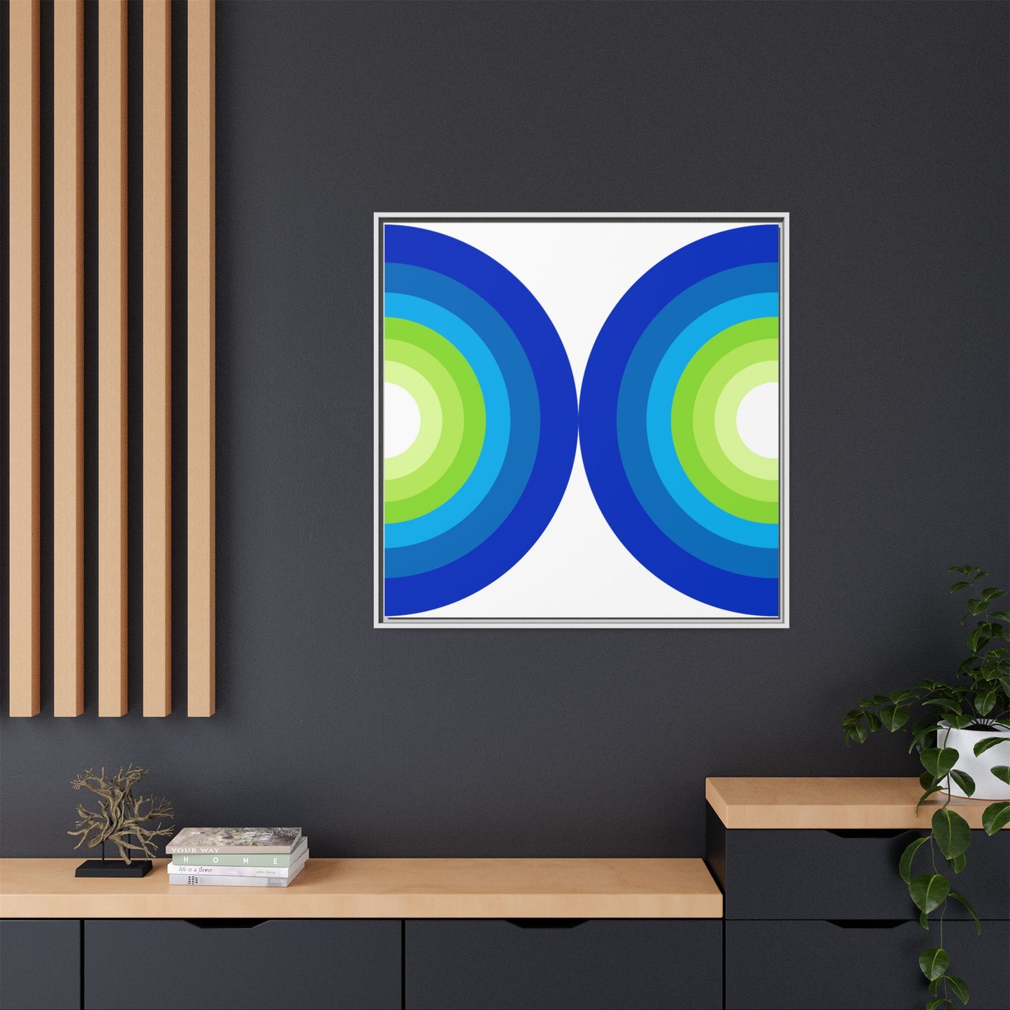 Modern Framed Geometric Canvas Art | Bold Color Meets Clean Framing