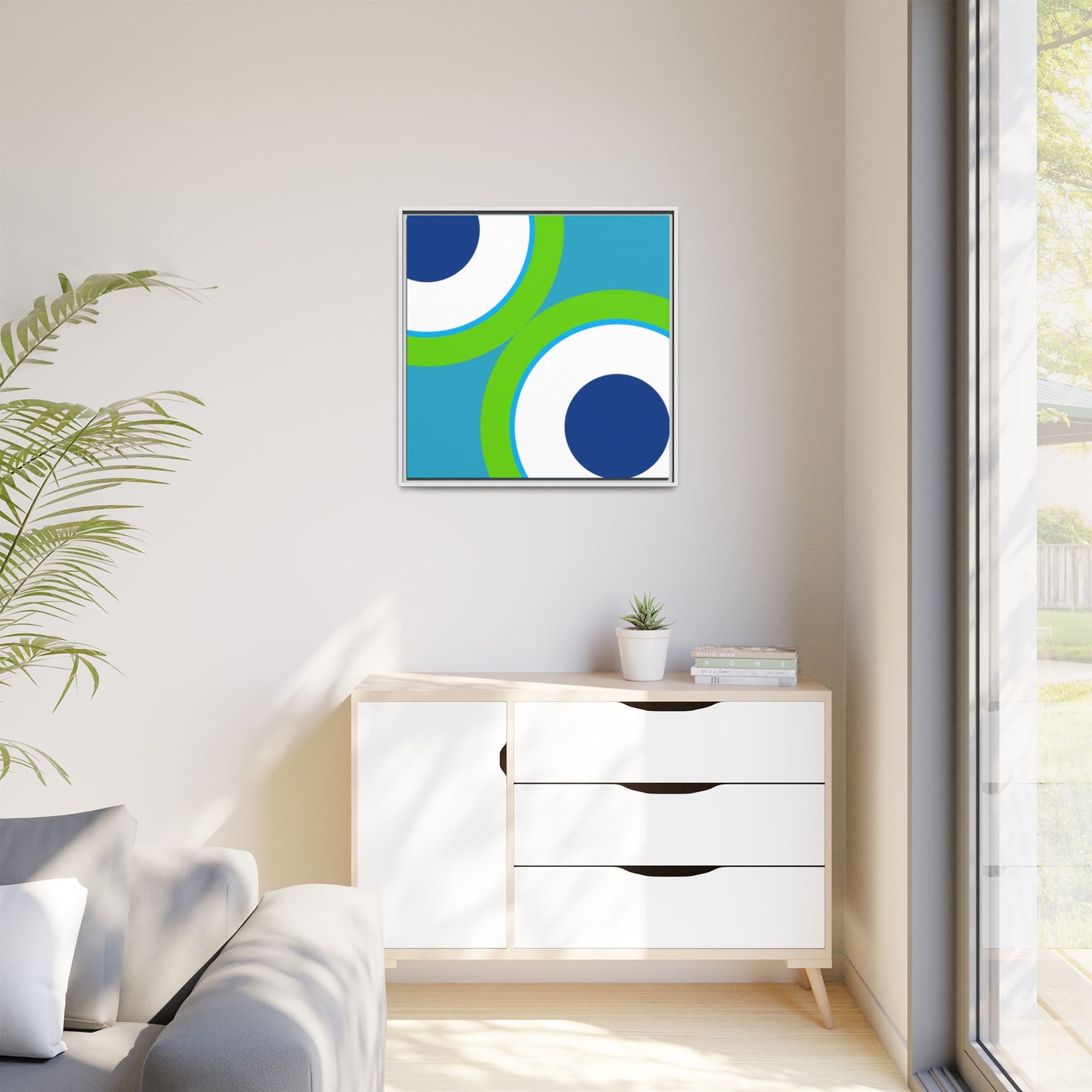 Modern Framed Geometric Canvas Art | Bold Color Meets Clean Framing