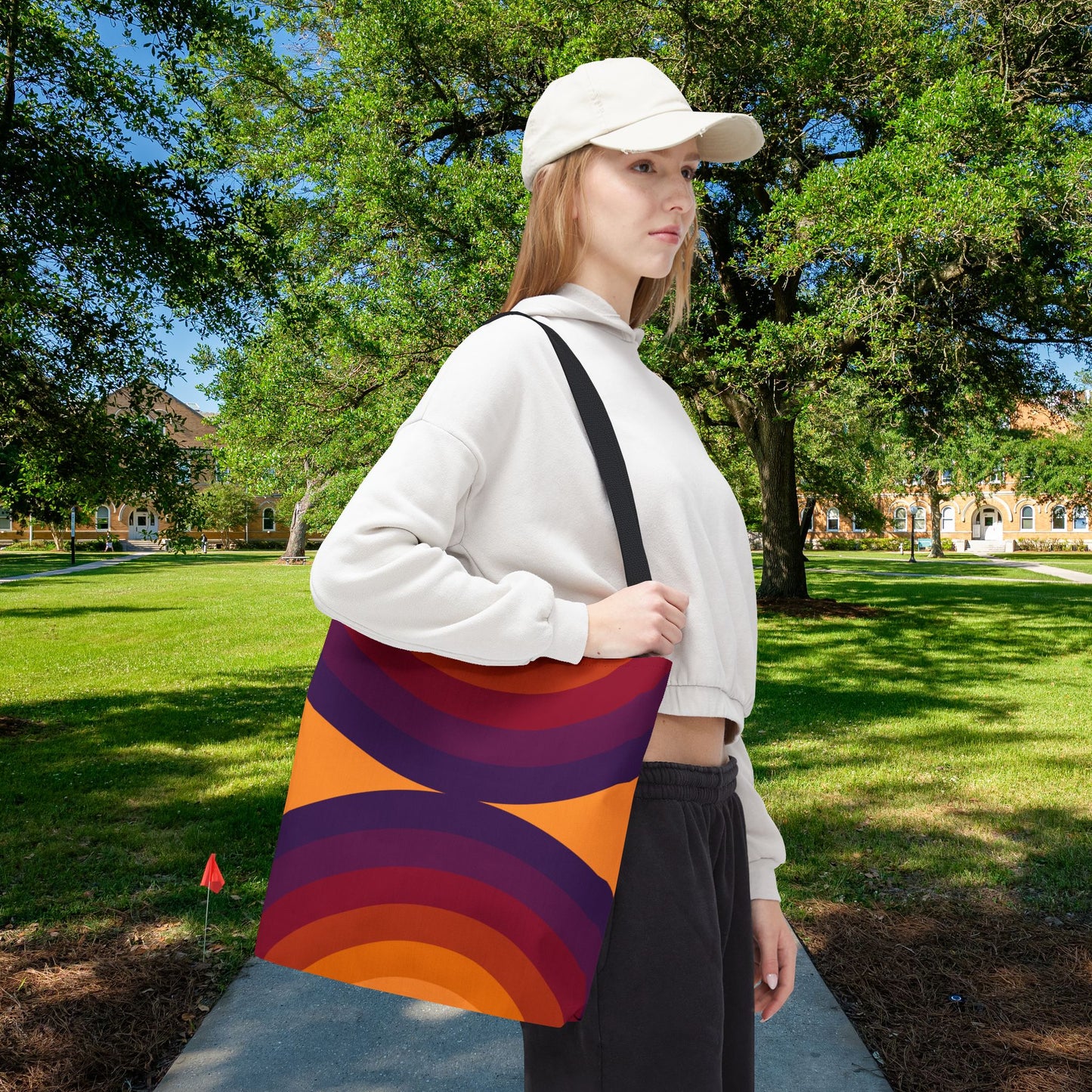 Geometric Art Tote Bag – 3 sizes | Bold lines. Vivid color. Retro with a modern twist.