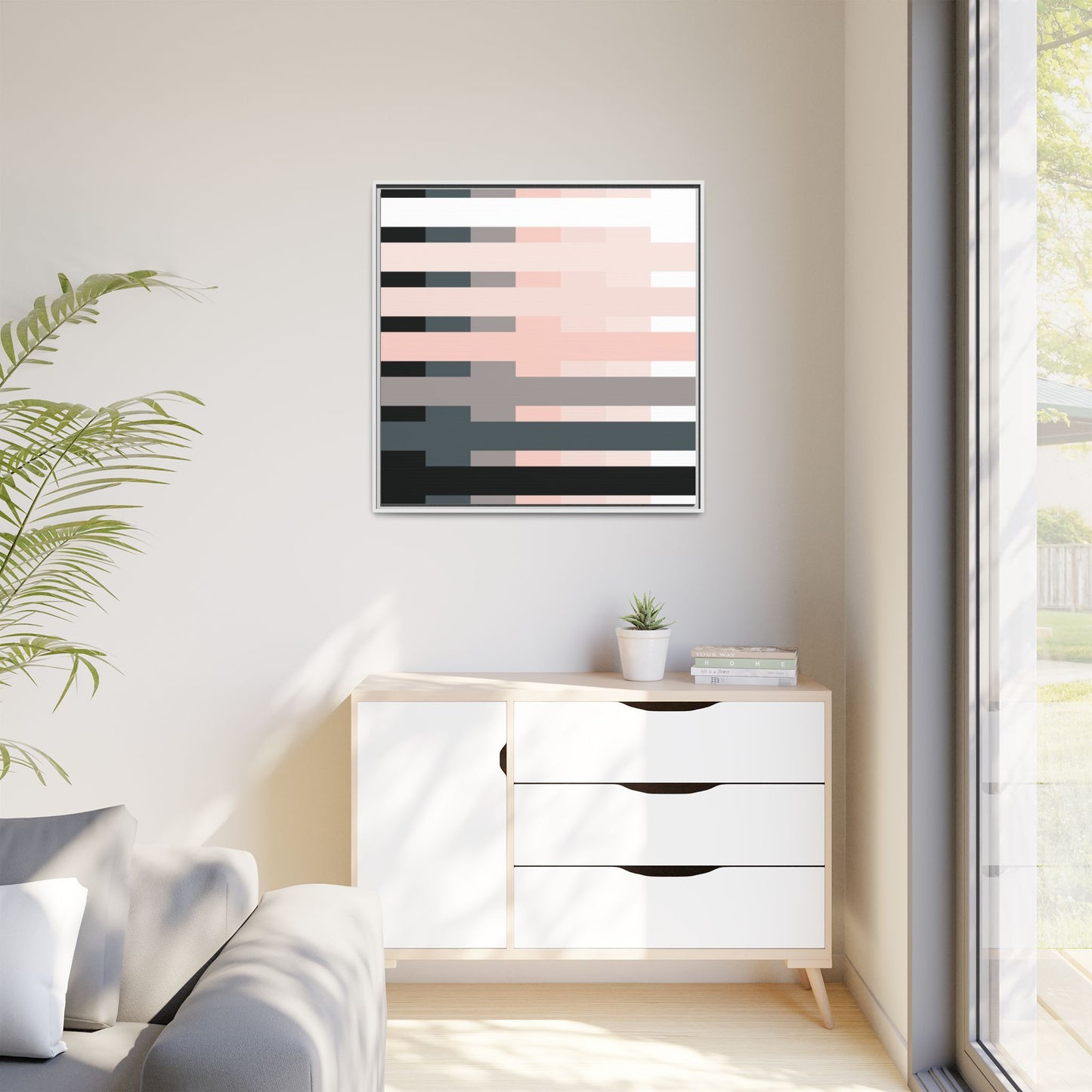 Modern Framed Geometric Canvas Art | Bold Color Meets Clean Framing