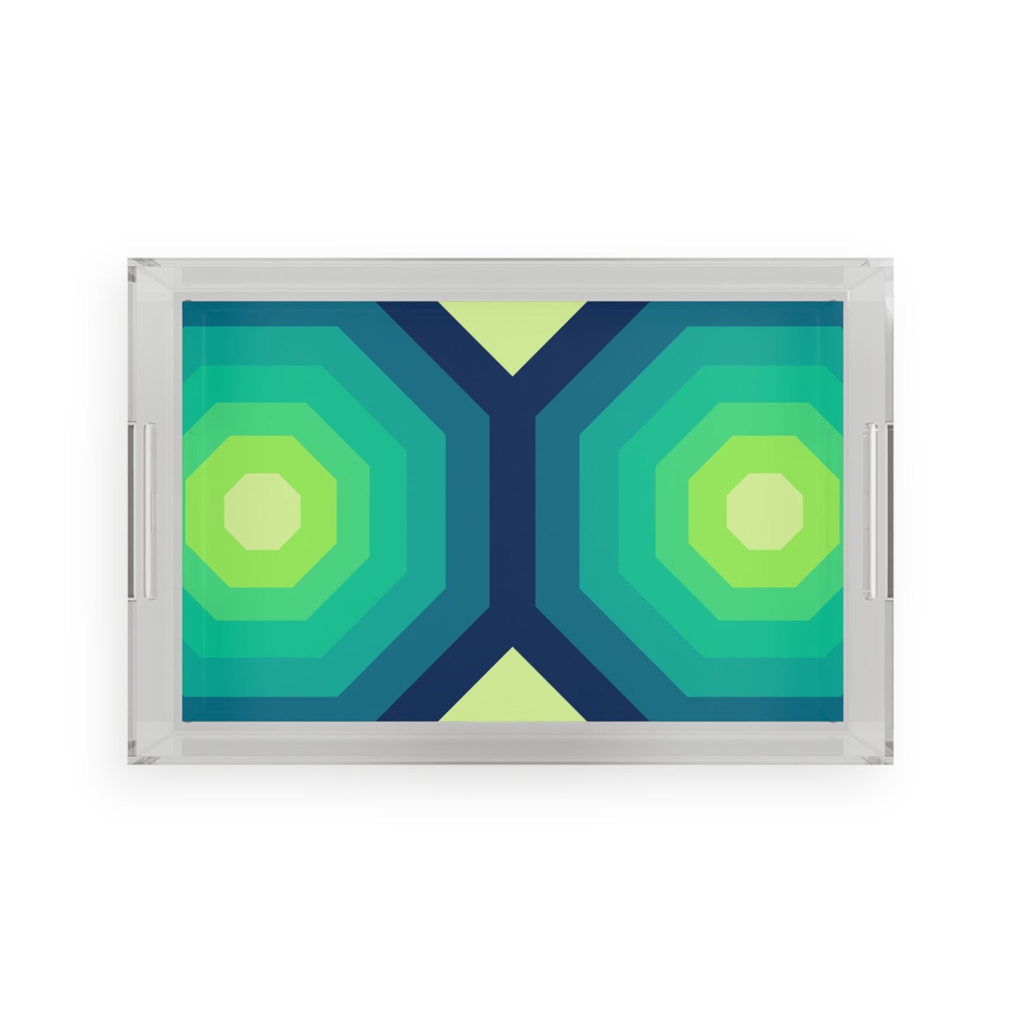 Modern Acrylic Tray with Bold Geometric Artwork
