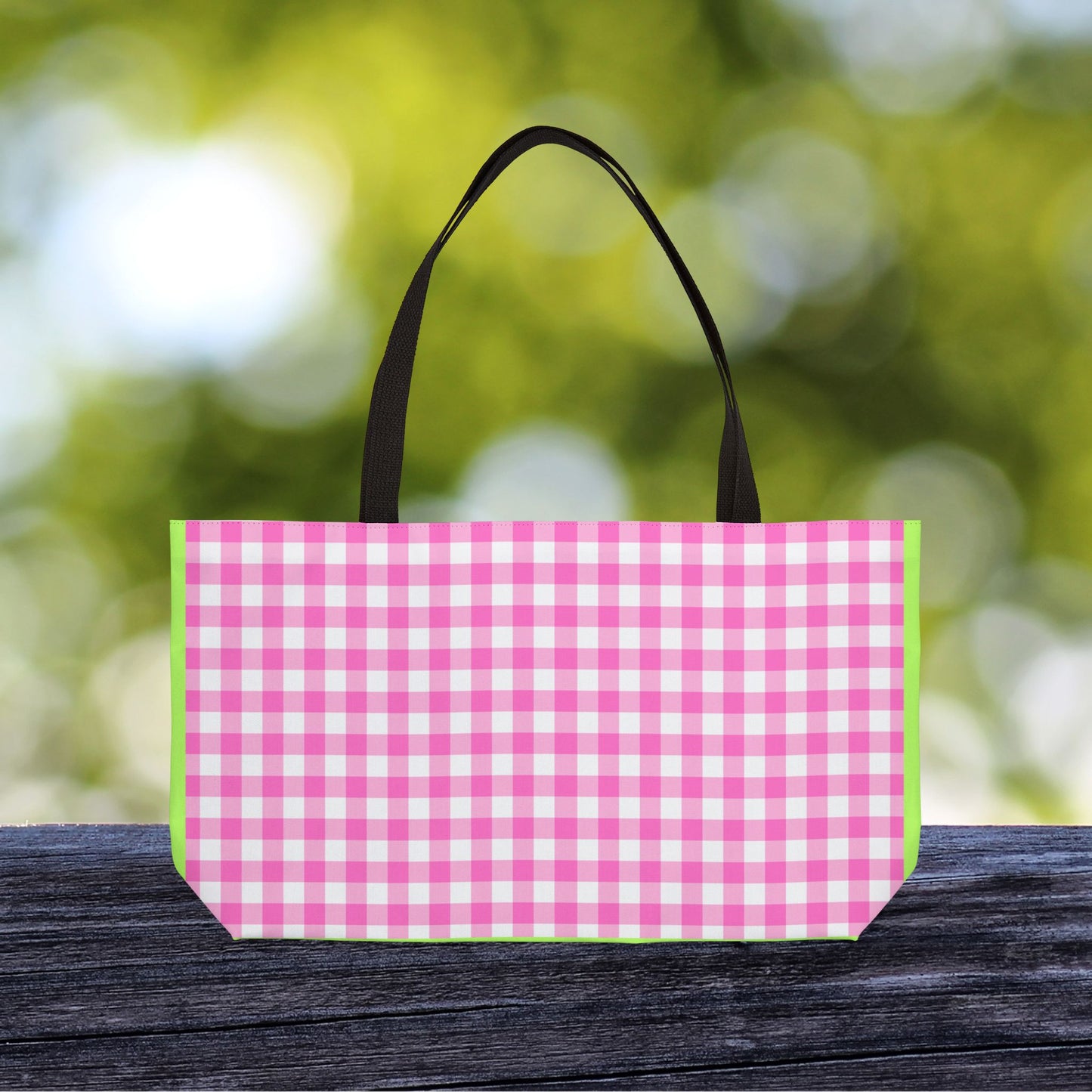 Gingham LOVE XL Tote Bag – Pink & Green | Oversized  Carry-All | Carry-All Weekender Beach Tote