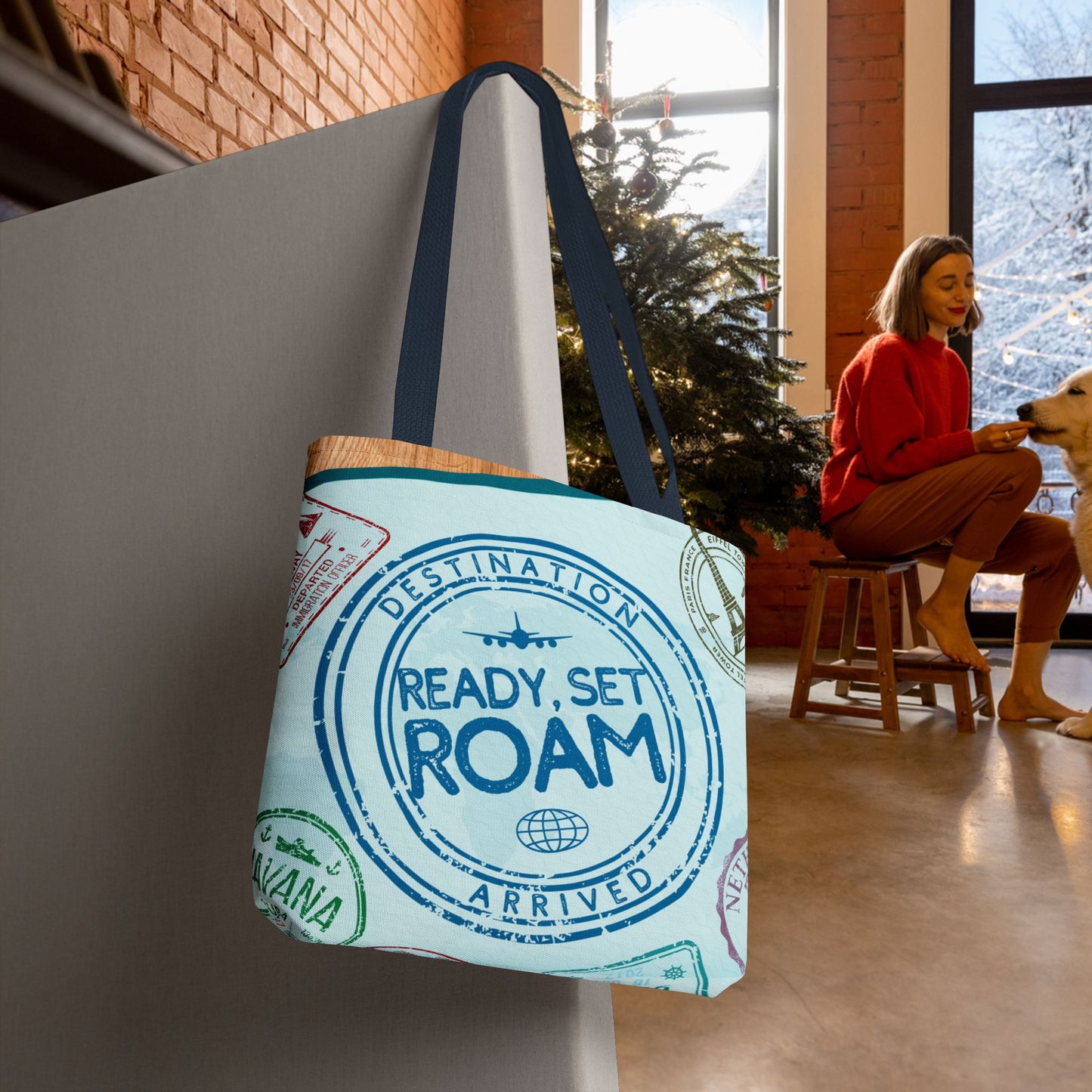Ready, Set, Roam – Passport Stamp Tote Bag – 3 Sizes | Designed for Adventurers!