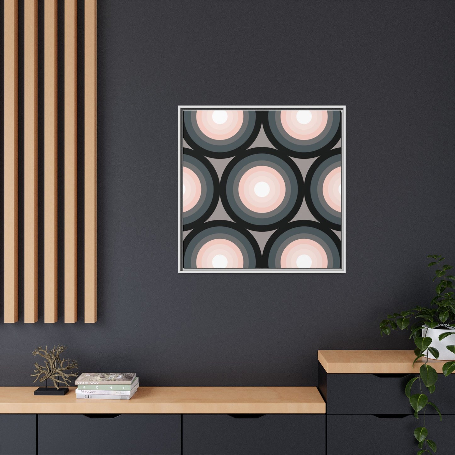 Modern Framed Geometric Canvas Art | Bold Color Meets Clean Framing