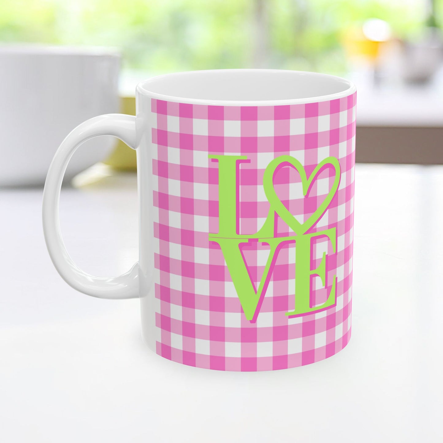 Gingham LOVE Mug – Bold Color, Daily Joy