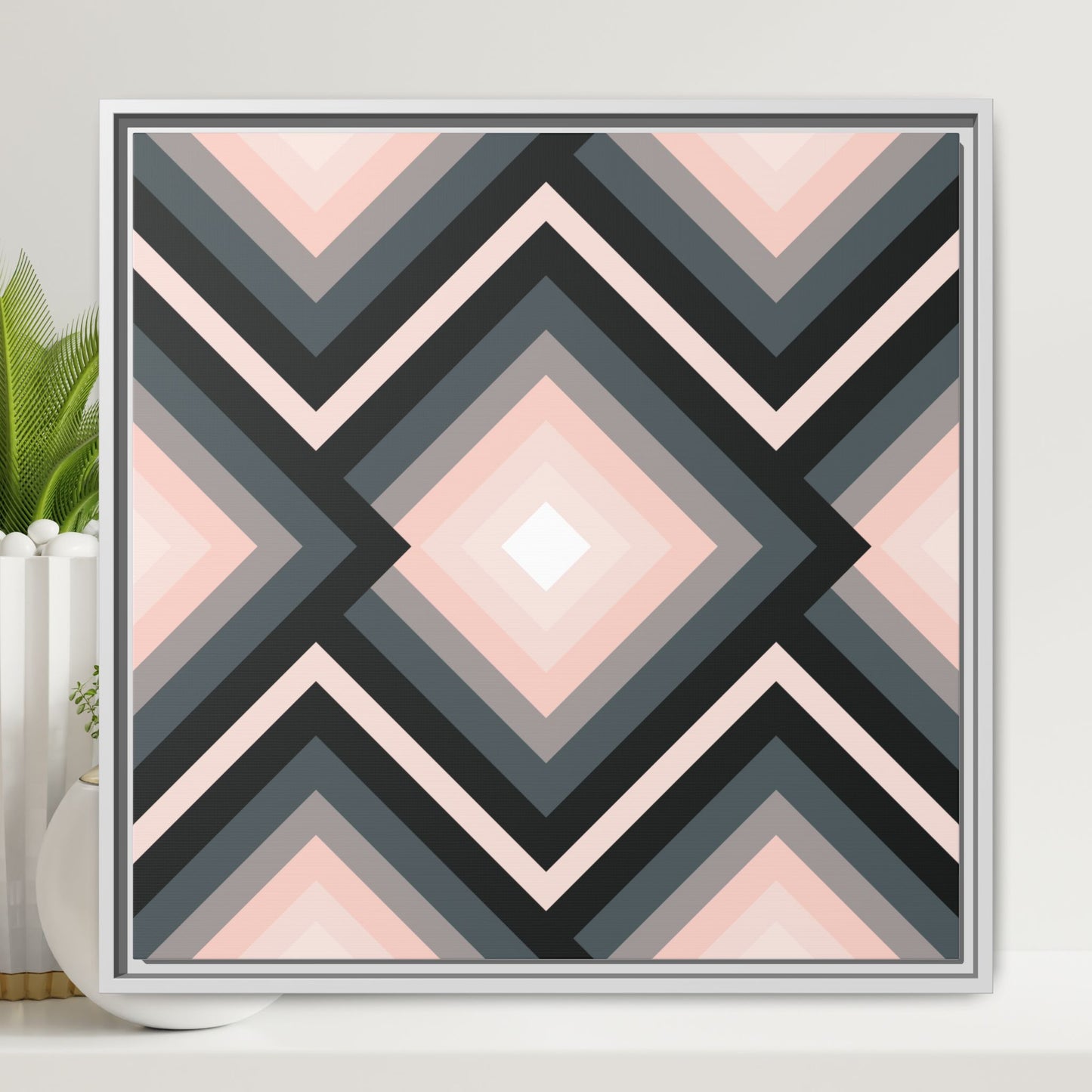 Modern Framed Geometric Canvas Art | Bold Color Meets Clean Framing