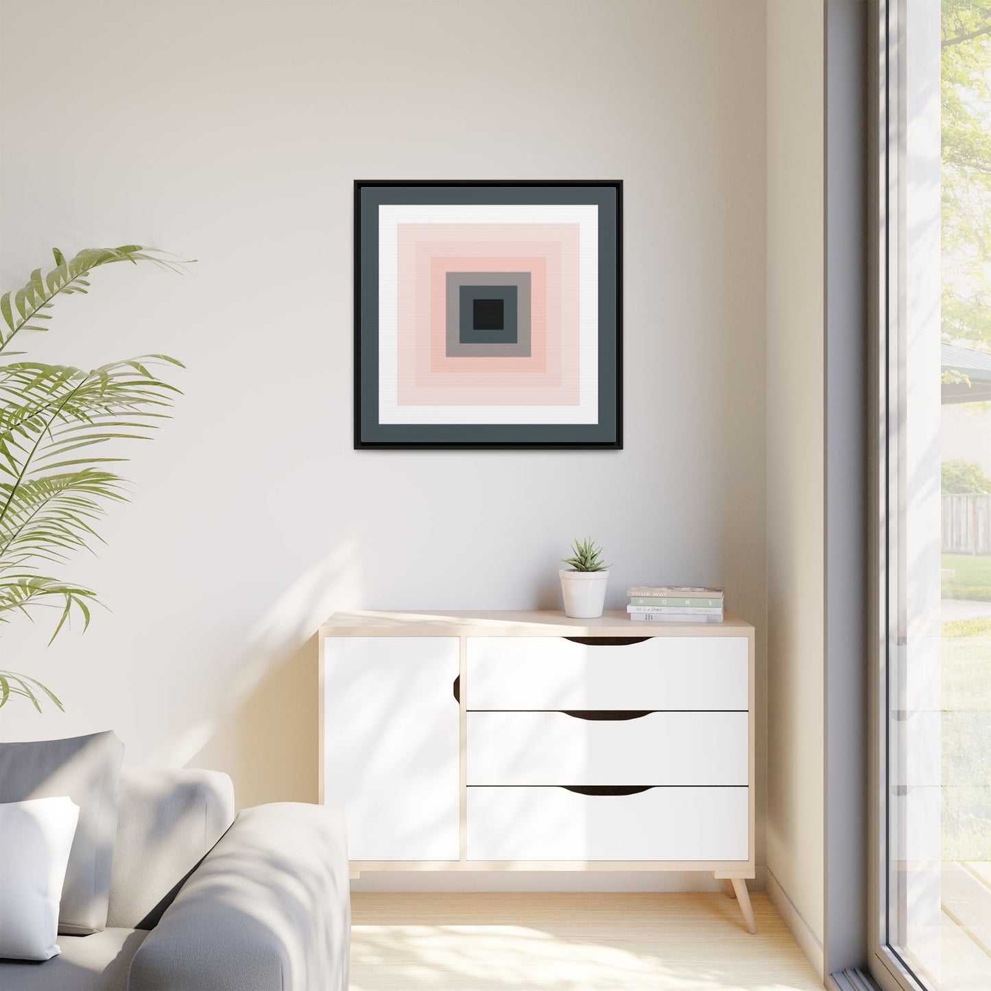 Modern Framed Geometric Canvas Art | Bold Color Meets Clean Framing