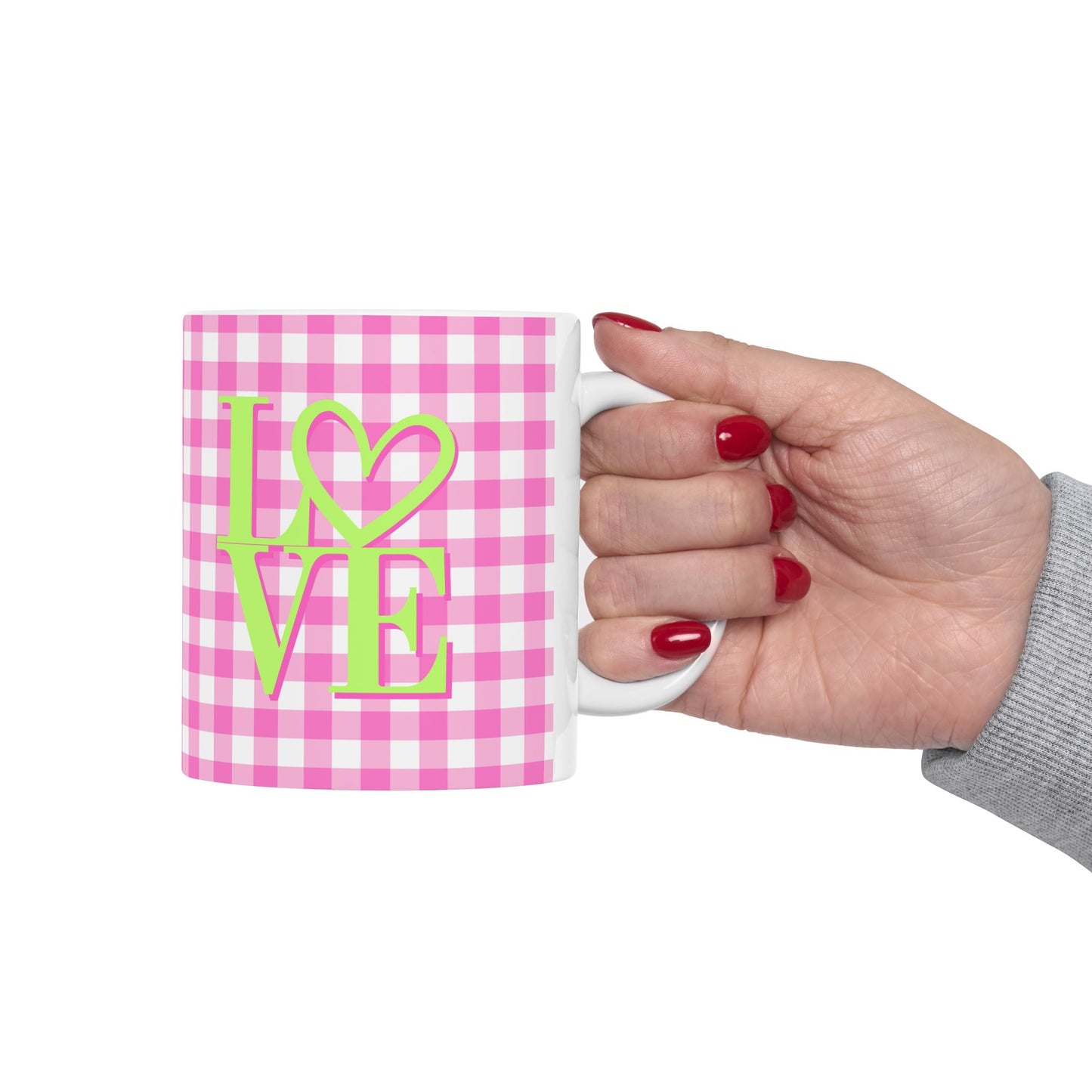 Gingham LOVE Mug – Bold Color, Daily Joy