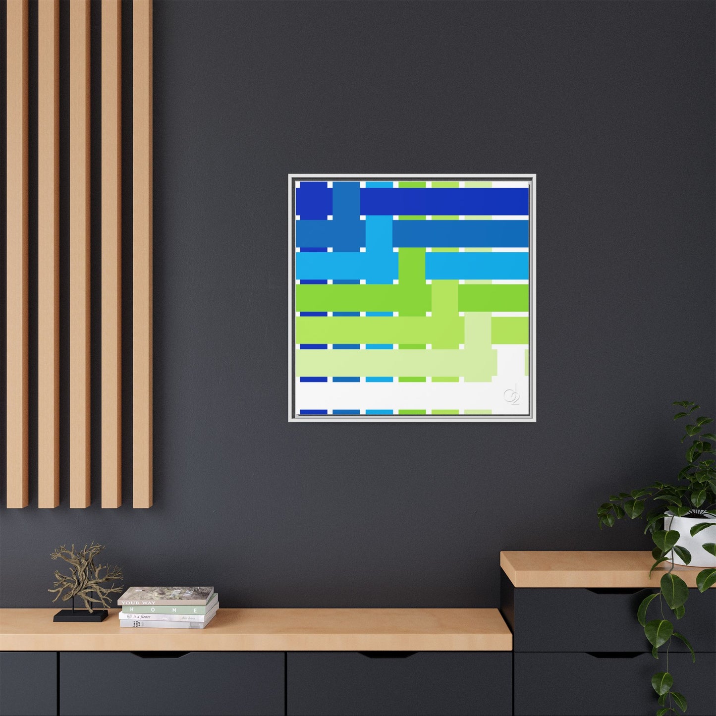 Modern Framed Geometric Canvas Art | Bold Color Meets Clean Framing