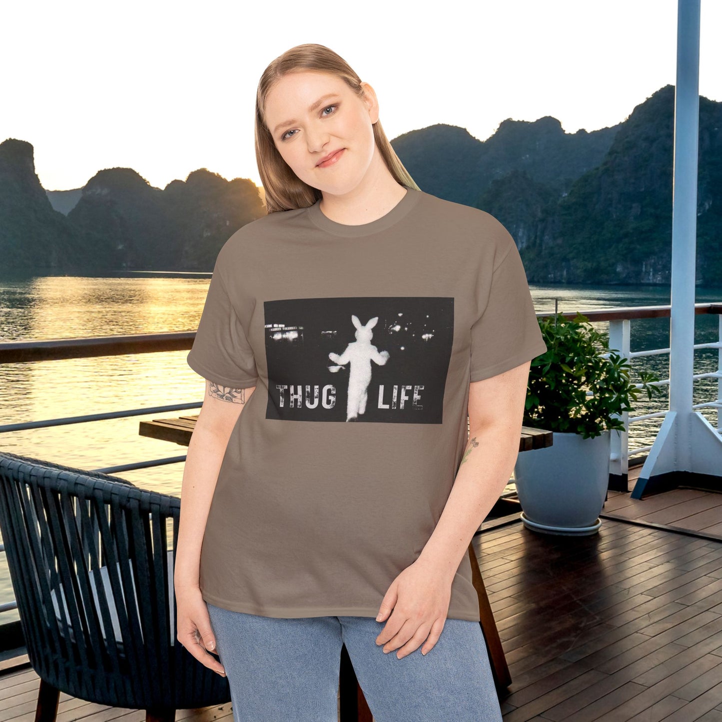 Thug Life Bunny Graphic Tee - Unisex Cotton T-Shirt, Bold Soft Design