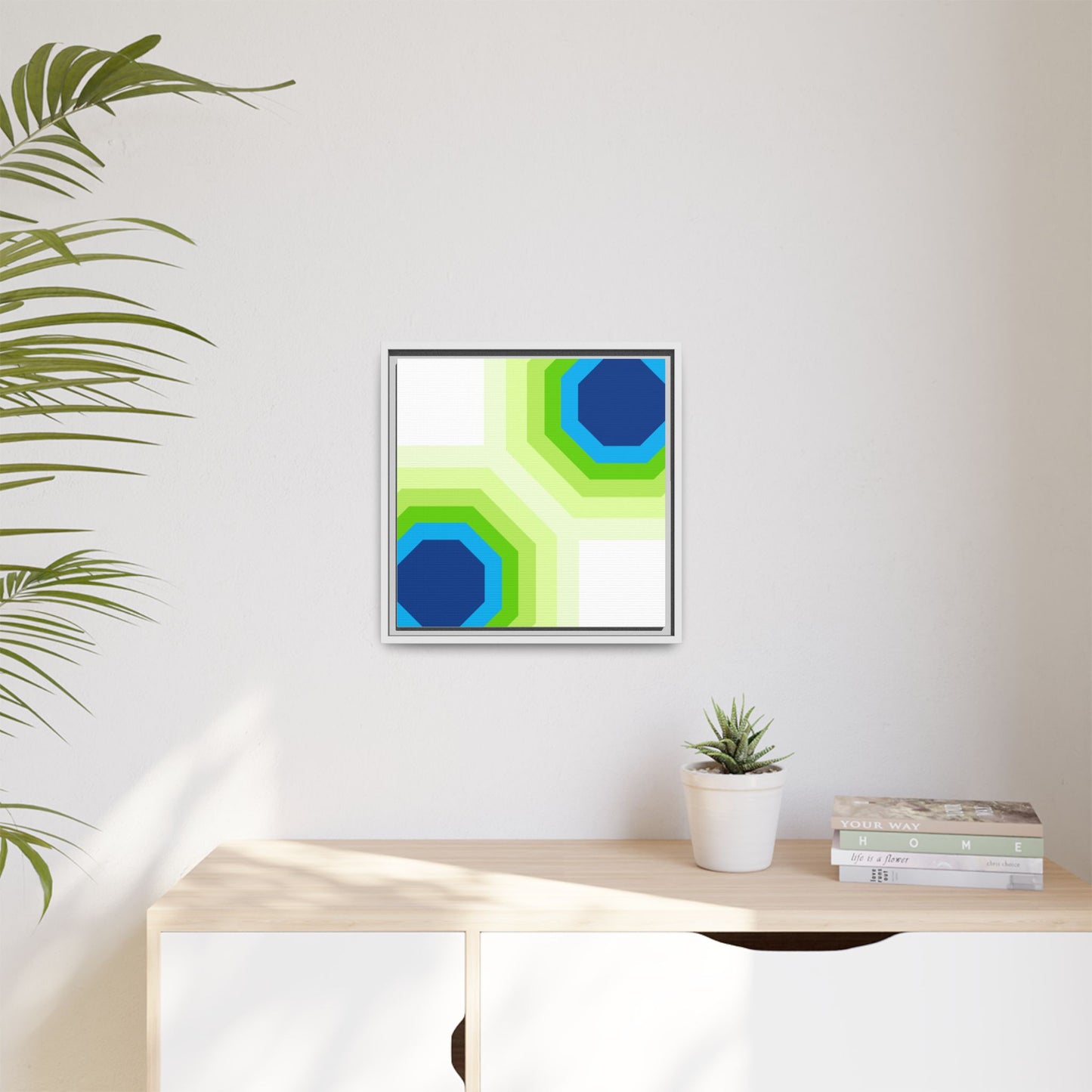 Modern Framed Geometric Canvas Art | Bold Color Meets Clean Framing