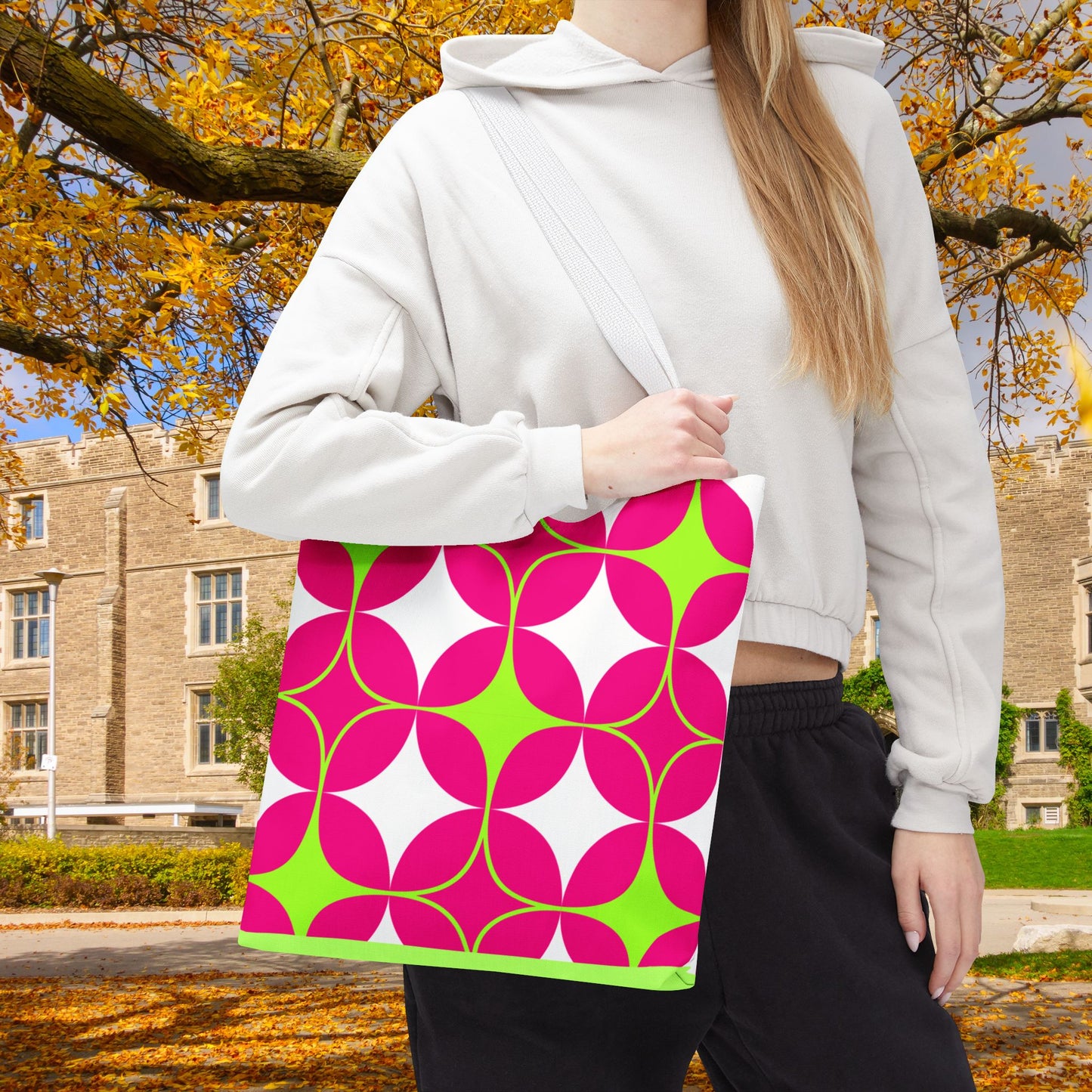 Geometric Art Tote Bag – 3 sizes | Bold lines. Vivid color. Retro with a modern twist.