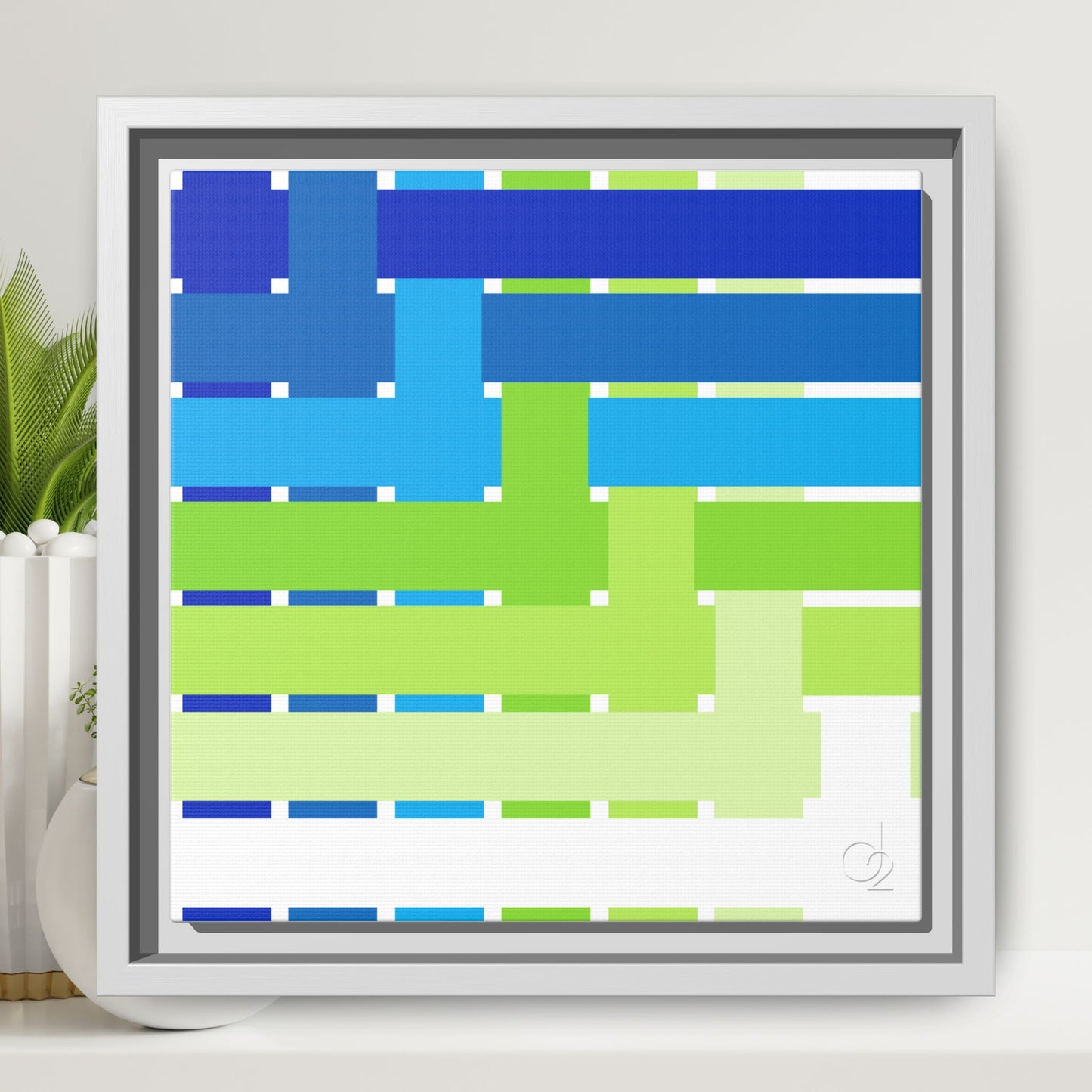 Modern Framed Geometric Canvas Art | Bold Color Meets Clean Framing