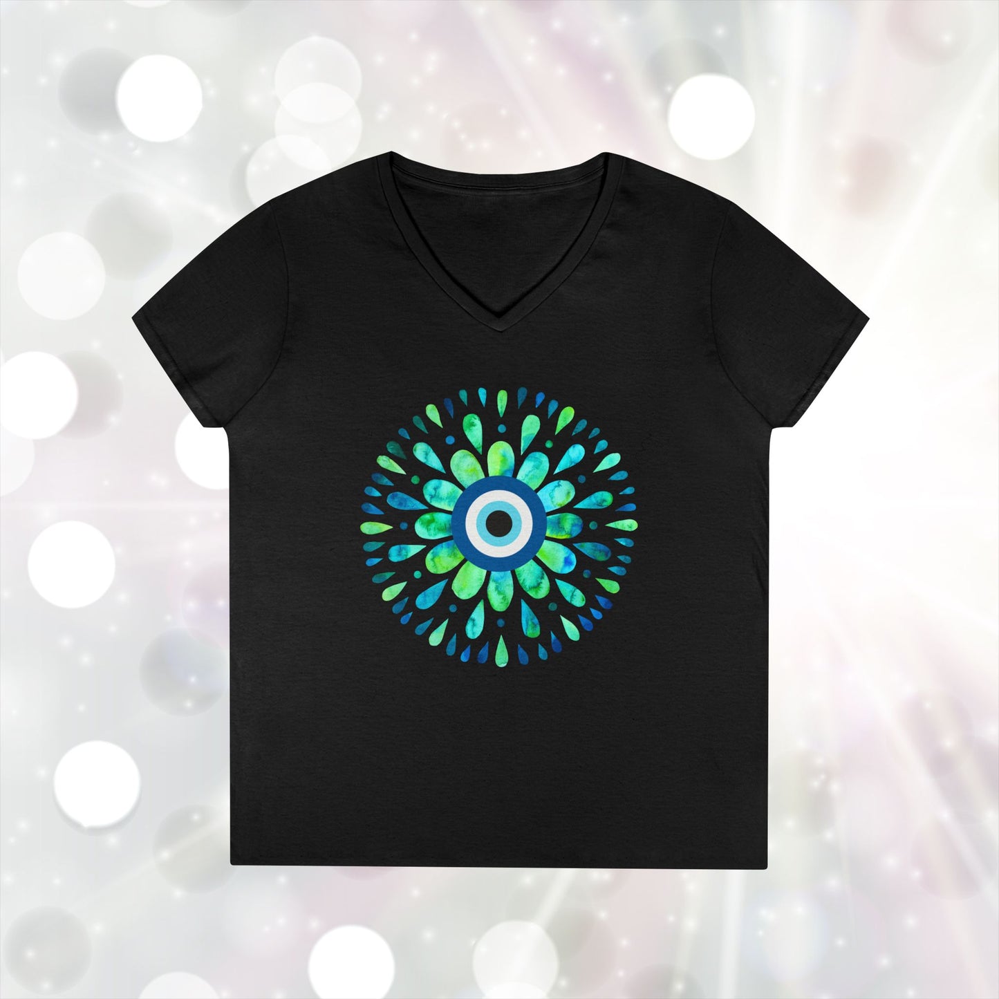 Evil Eye Charm V-Neck T-Shirt – Protective Style Meets Everyday Comfort