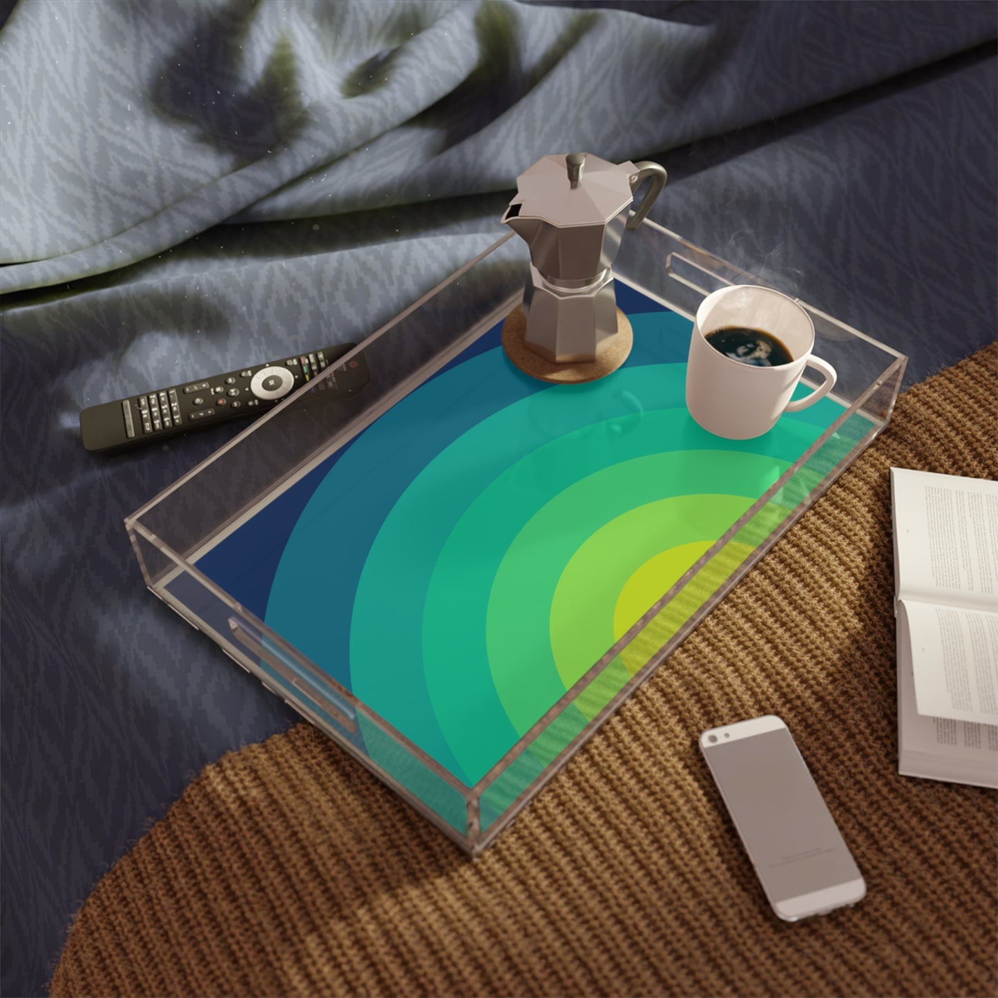 Modern Acrylic Tray with Bold Geometric Artwork