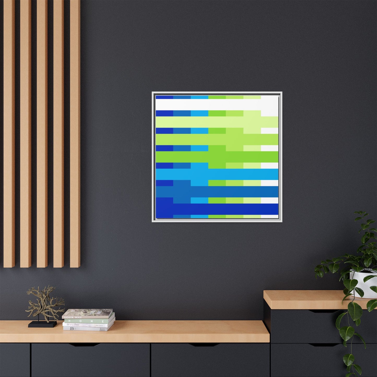 Modern Framed Geometric Canvas Art | Bold Color Meets Clean Framing