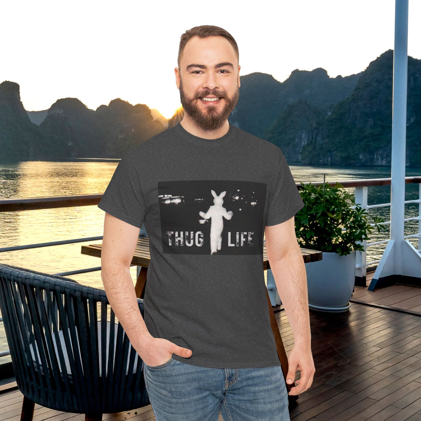 Thug Life Bunny Graphic Tee - Unisex Cotton T-Shirt, Bold Soft Design