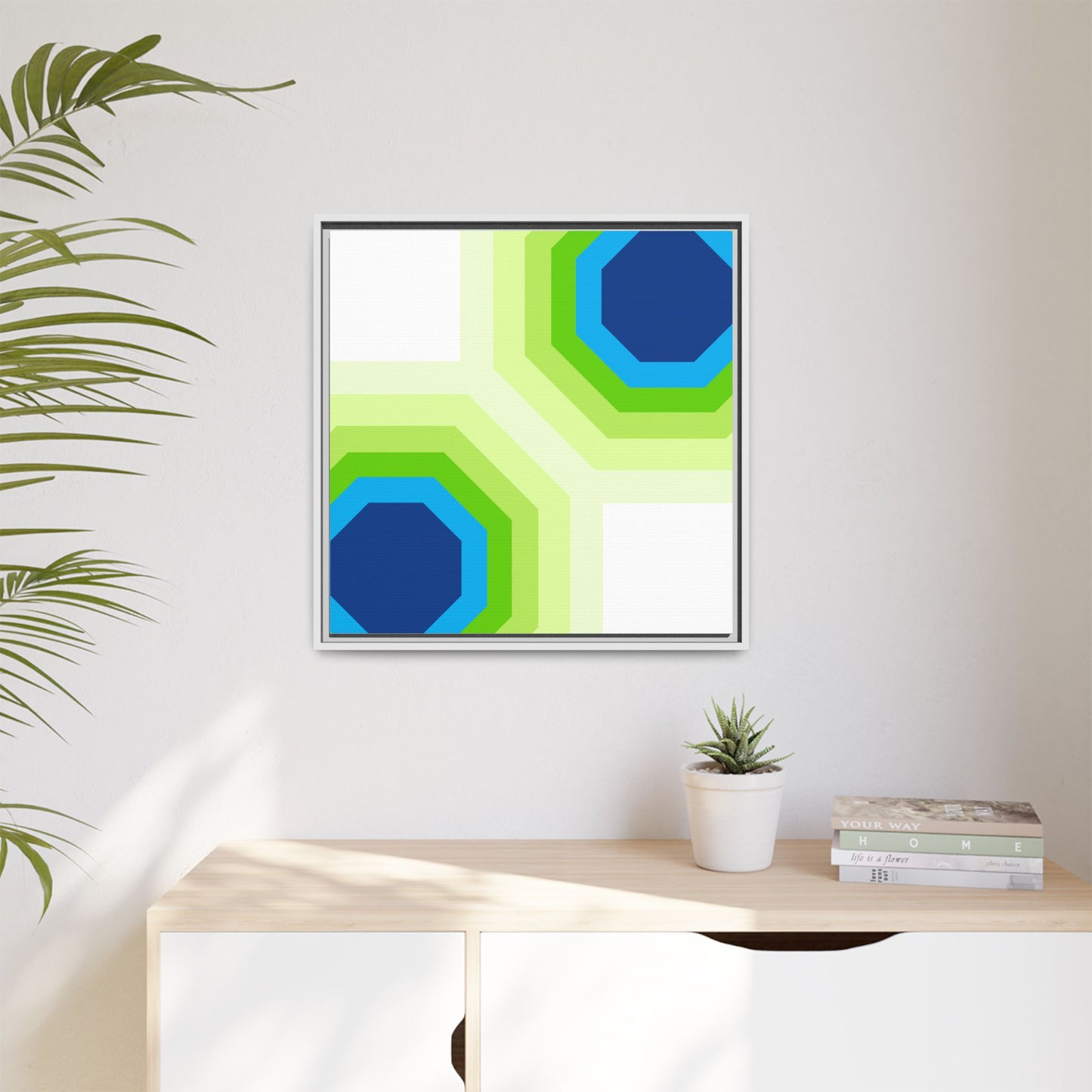 Modern Framed Geometric Canvas Art | Bold Color Meets Clean Framing