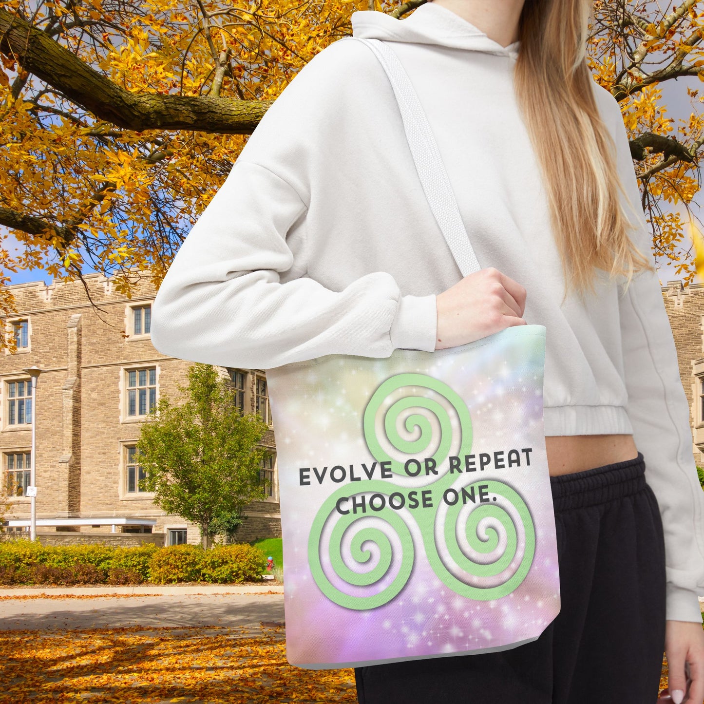 Evolve or Repeat Tote Bag – 3 sizes | Softly Spiritual. Boldly Intentional
