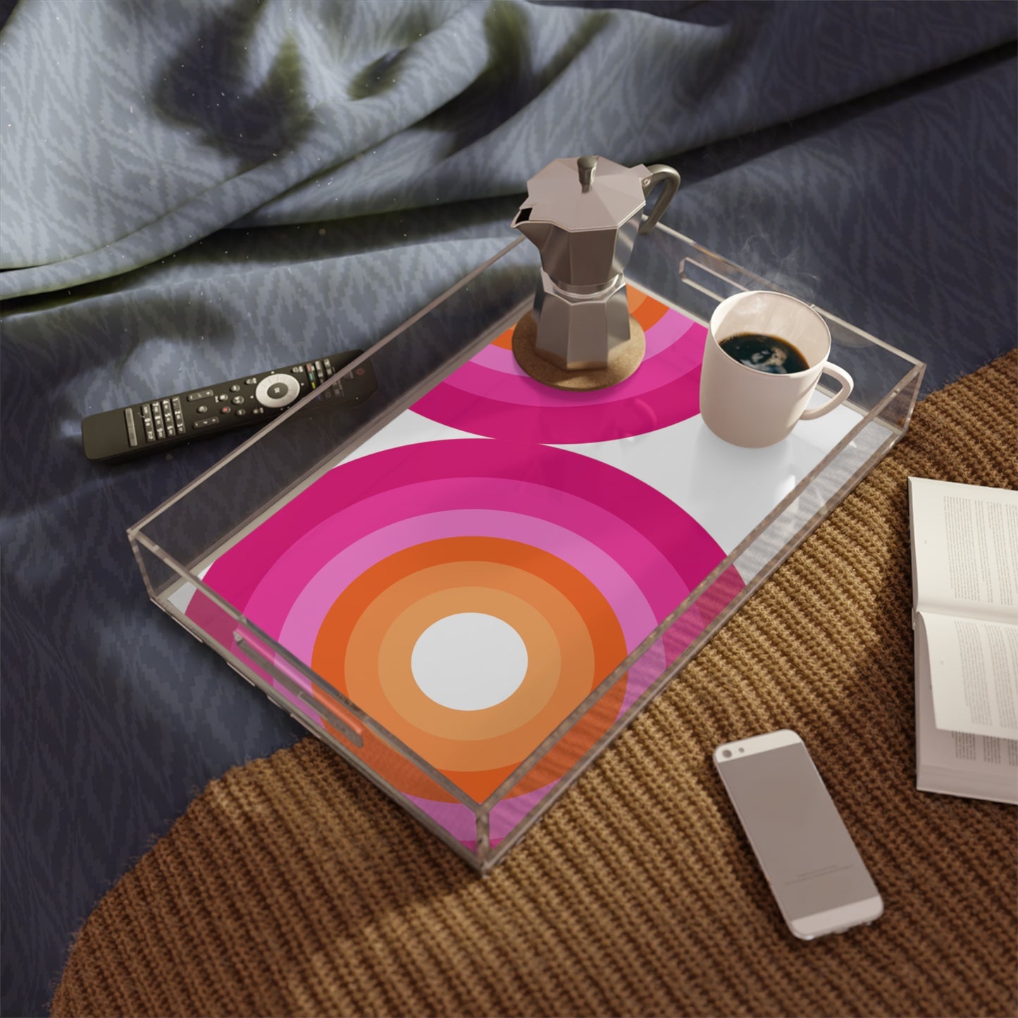 Modern Acrylic Tray with Bold Geometric Artwork