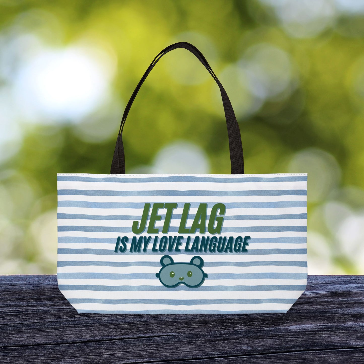 Jet Lag Is My Love Language – XL Tote Bag in Blue | For the Traveler Who’s Always Tired but Thriving