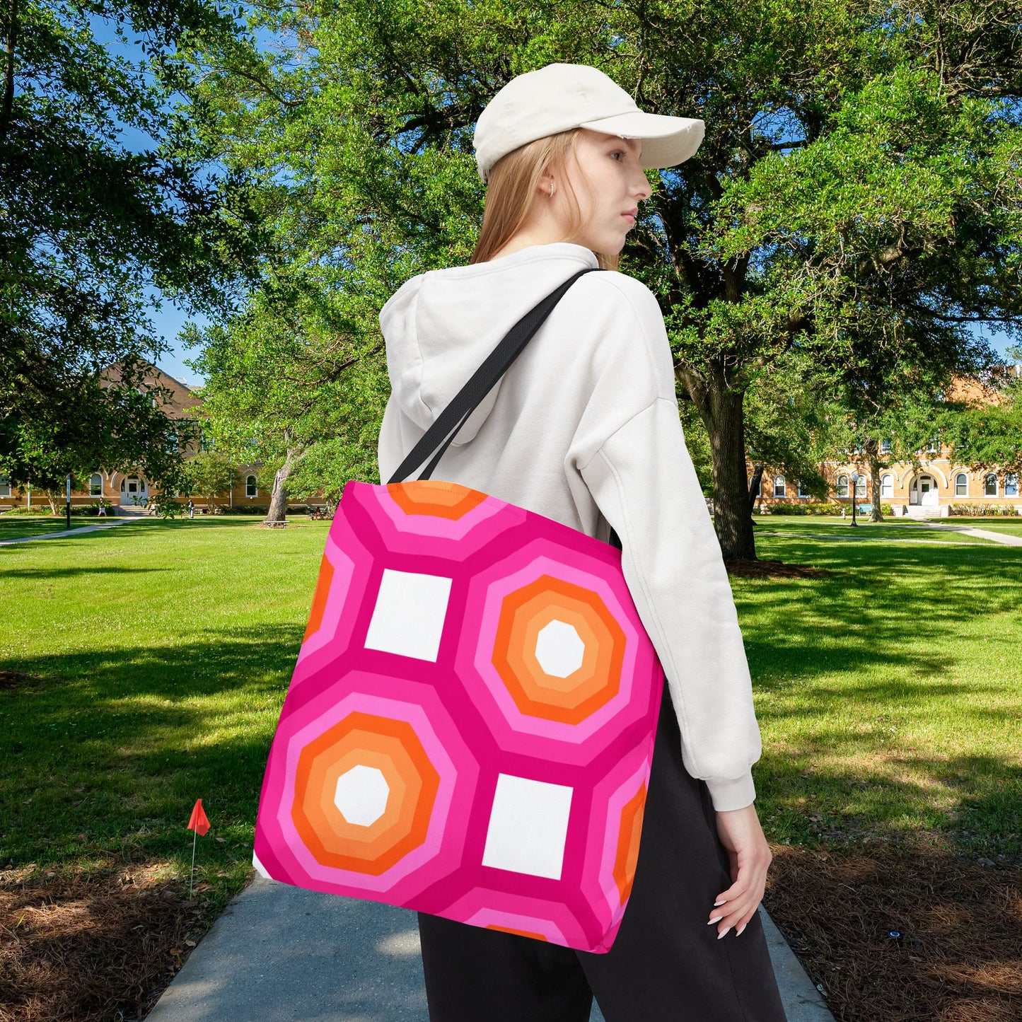 Geometric Art Tote Bag – 3 sizes | Bold lines. Vivid color. Retro with a modern twist.