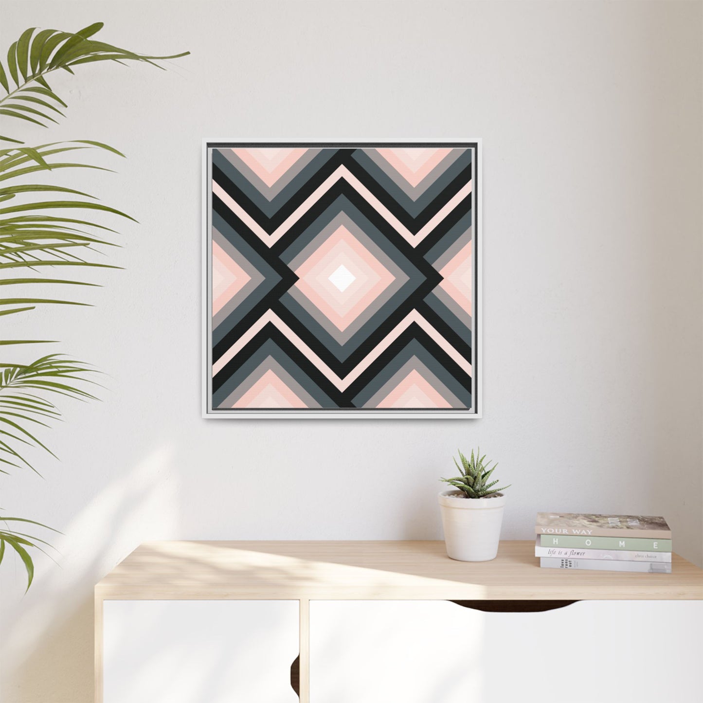 Modern Framed Geometric Canvas Art | Bold Color Meets Clean Framing