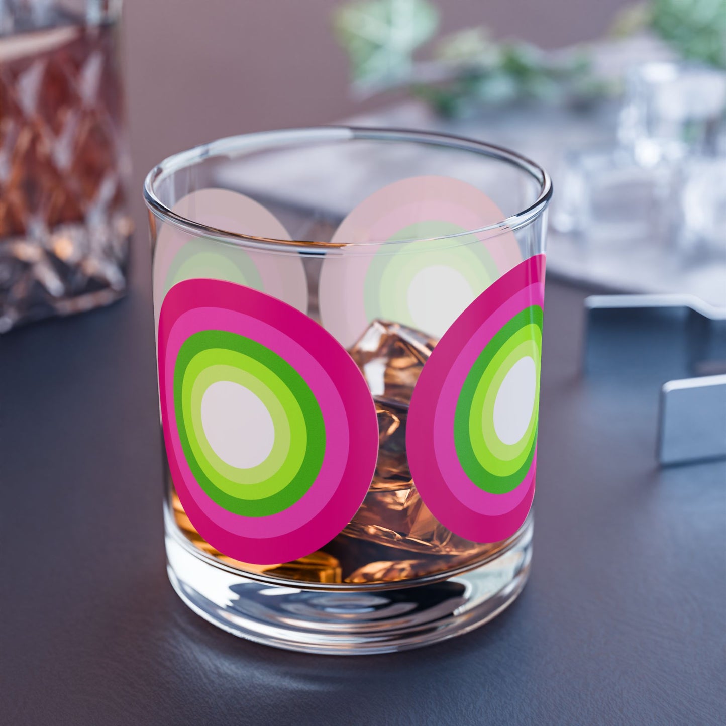 Vibrant Modern Retro Rocks Glass – 10oz