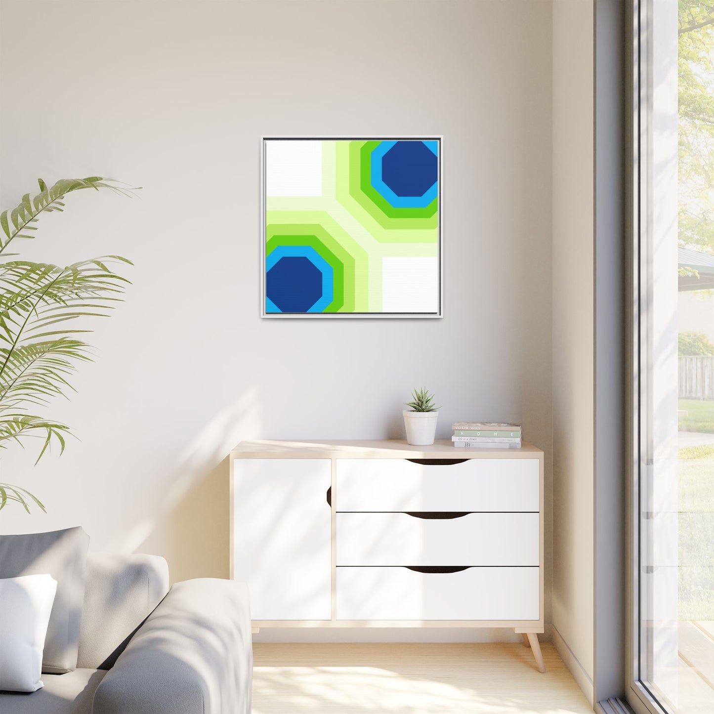 Modern Framed Geometric Canvas Art | Bold Color Meets Clean Framing