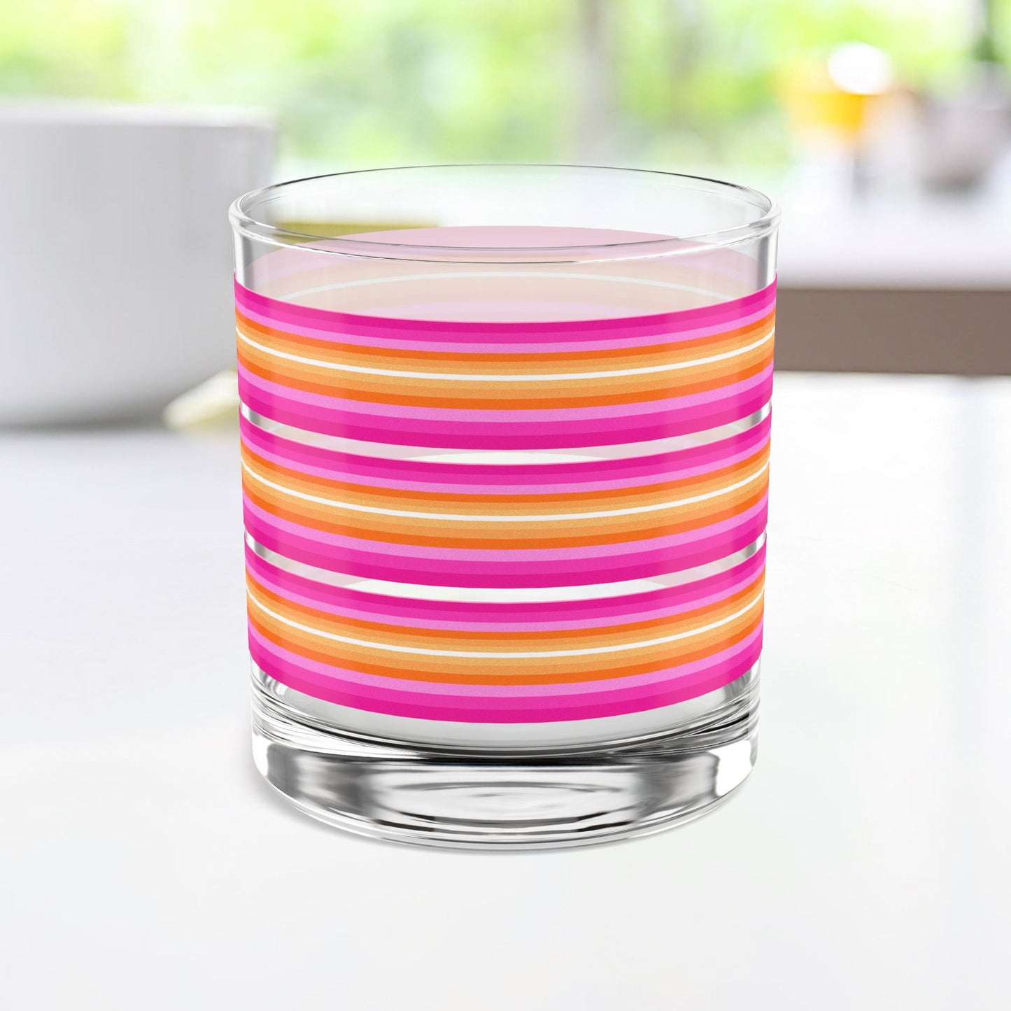 Vibrant Modern Retro Rocks Glass – 10oz