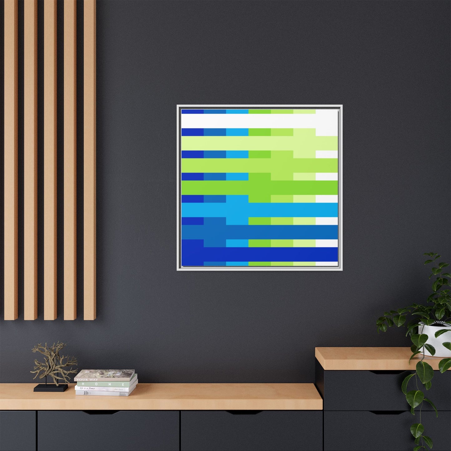 Modern Framed Geometric Canvas Art | Bold Color Meets Clean Framing