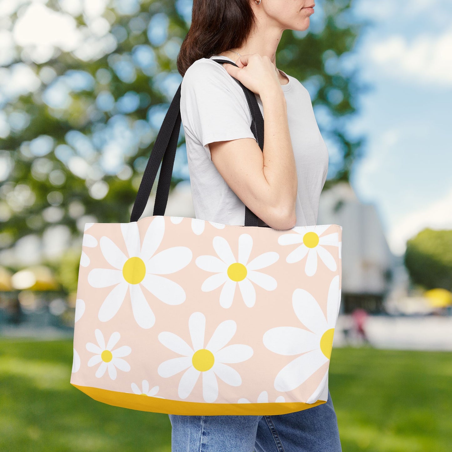 Blush Daisy XL Tote | Oversized Carry-All | Sunny Vibes