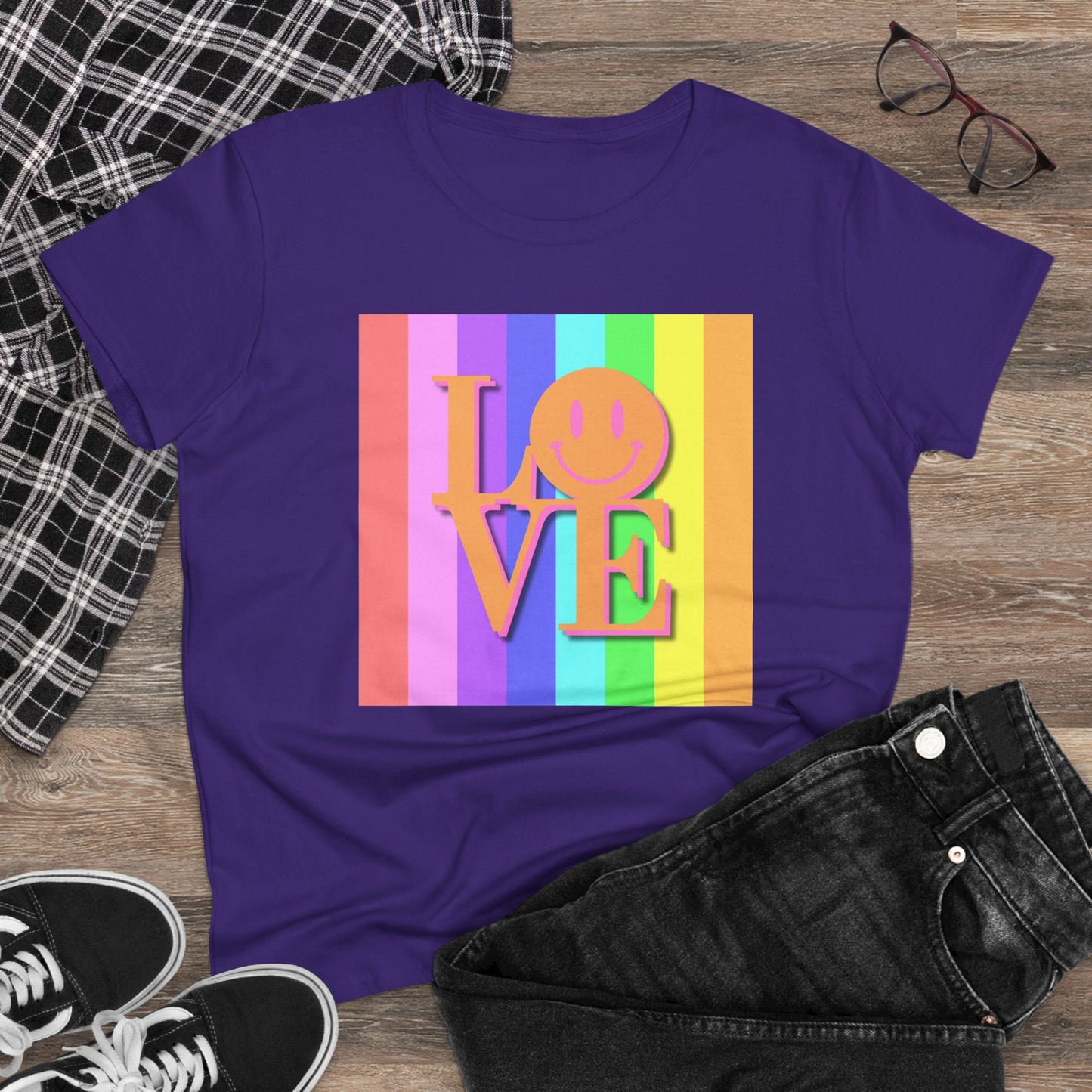 Universal Pastel Rainbow Love Sign Women’s T-Shirt – Spread Love in Style