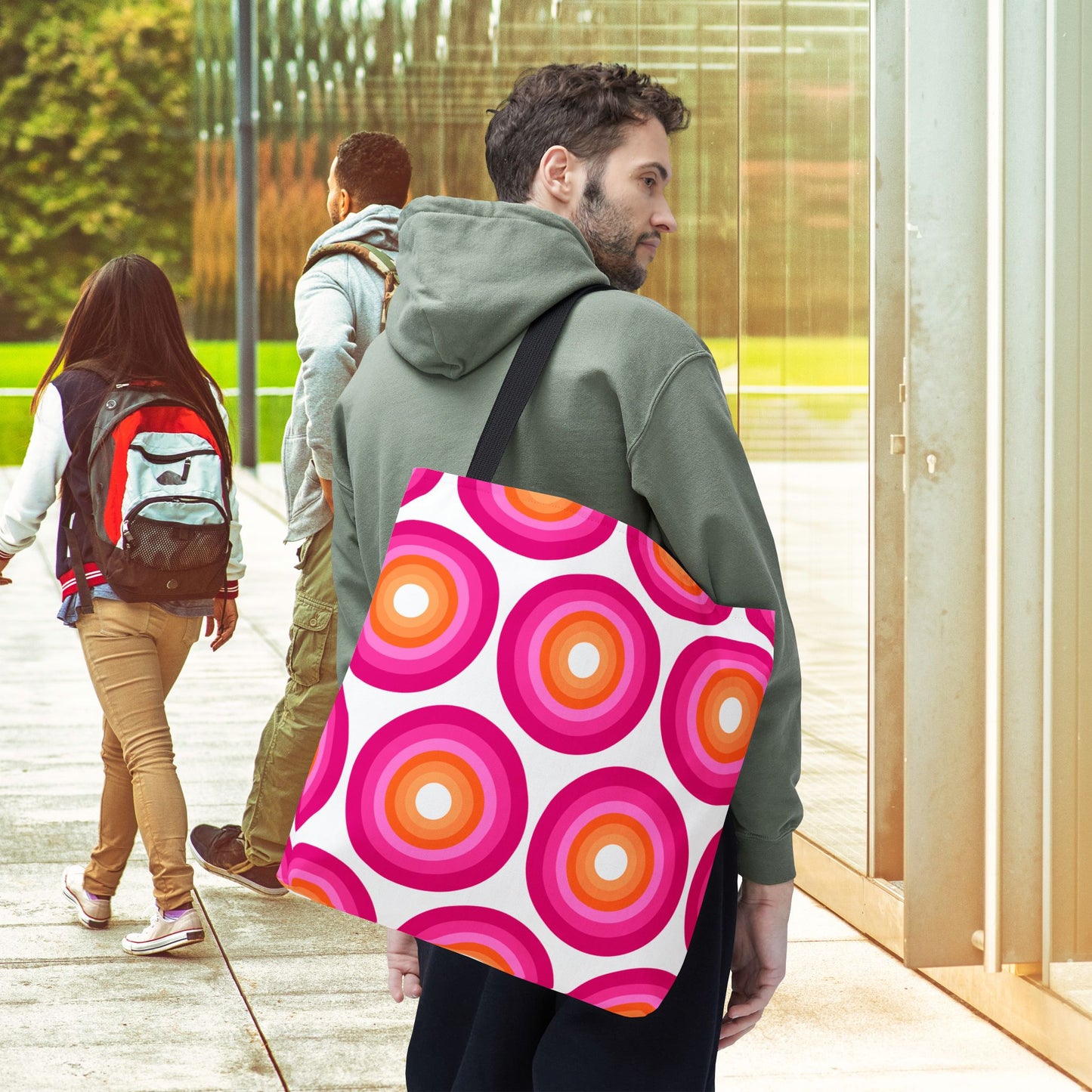 Geometric Art Tote Bag – 3 sizes | Bold lines. Vivid color. Retro with a modern twist.